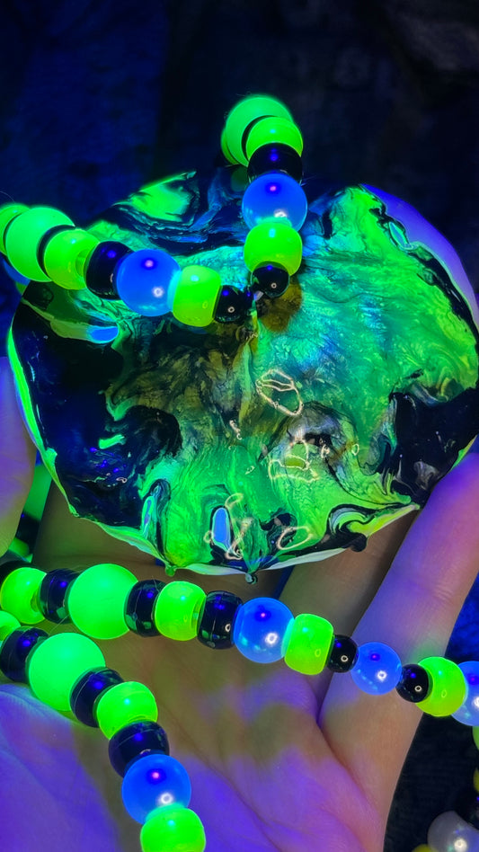 Black/Yellow Melted Shroomie Stash Jar Necklace