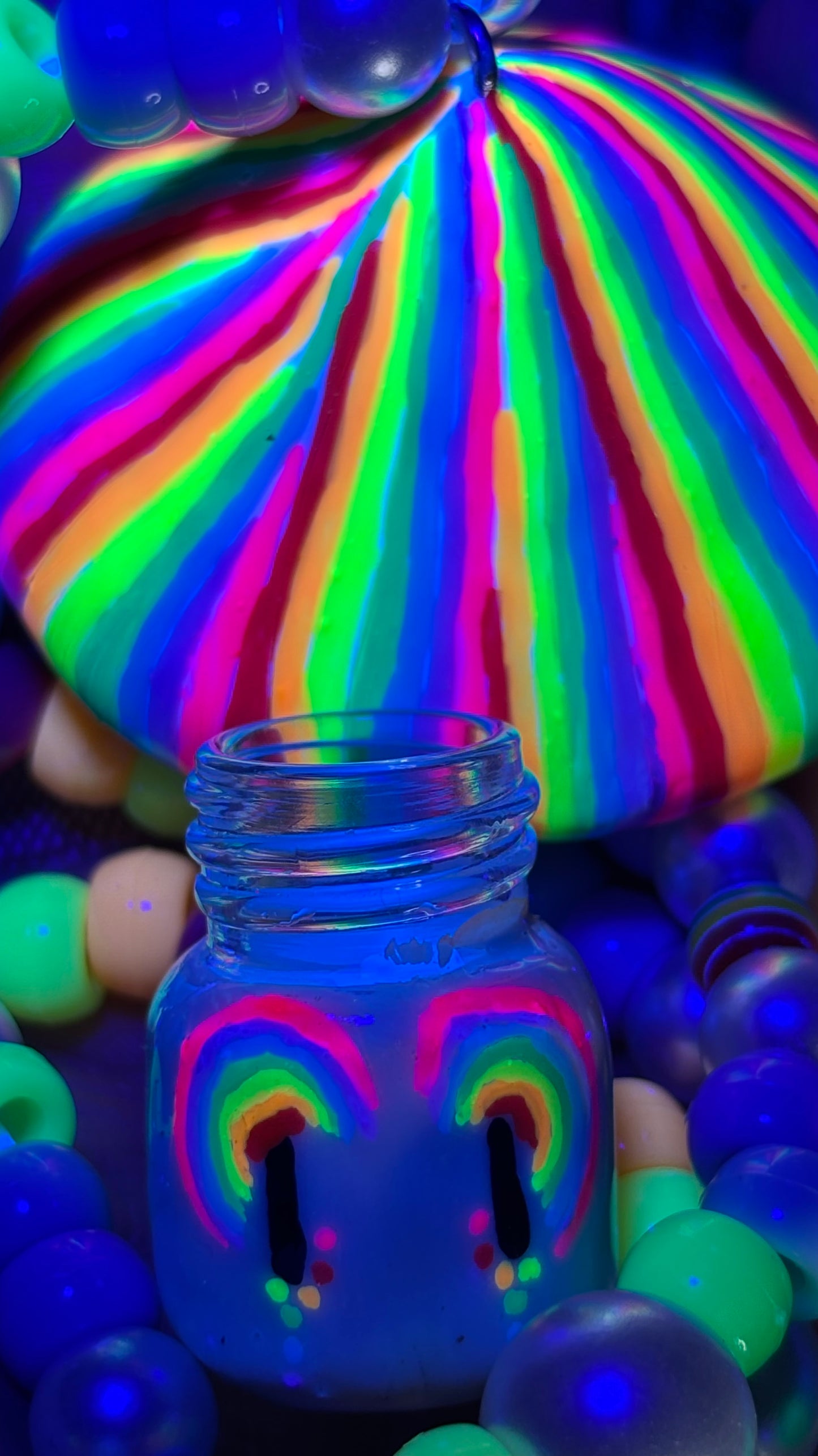 Rainbow Swirl Shroomie Stash Jar Necklace