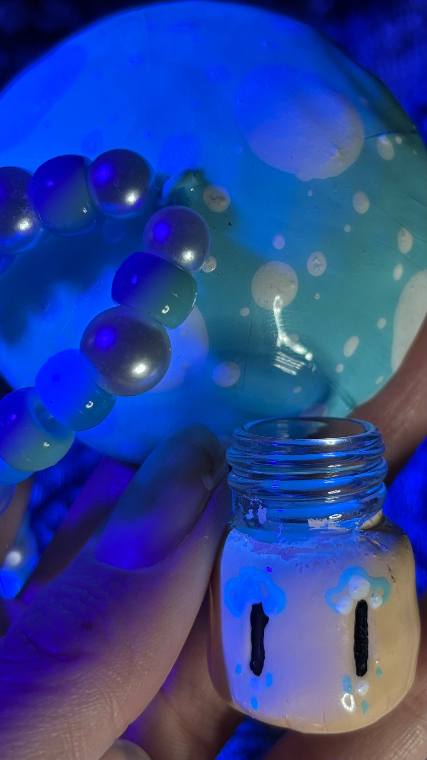 Light Blue Shroomie Stash Jar Necklace