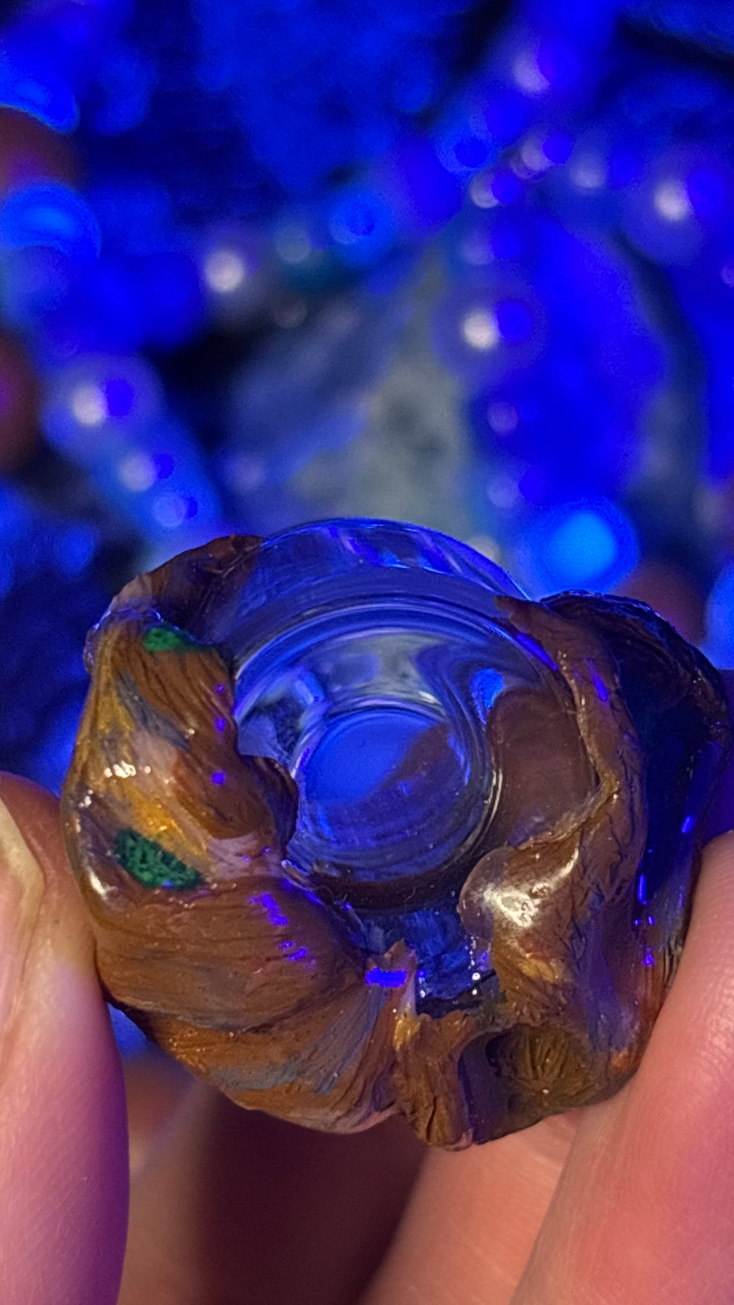 Pale Blue Mushroom Portal Stash Jar Necklace