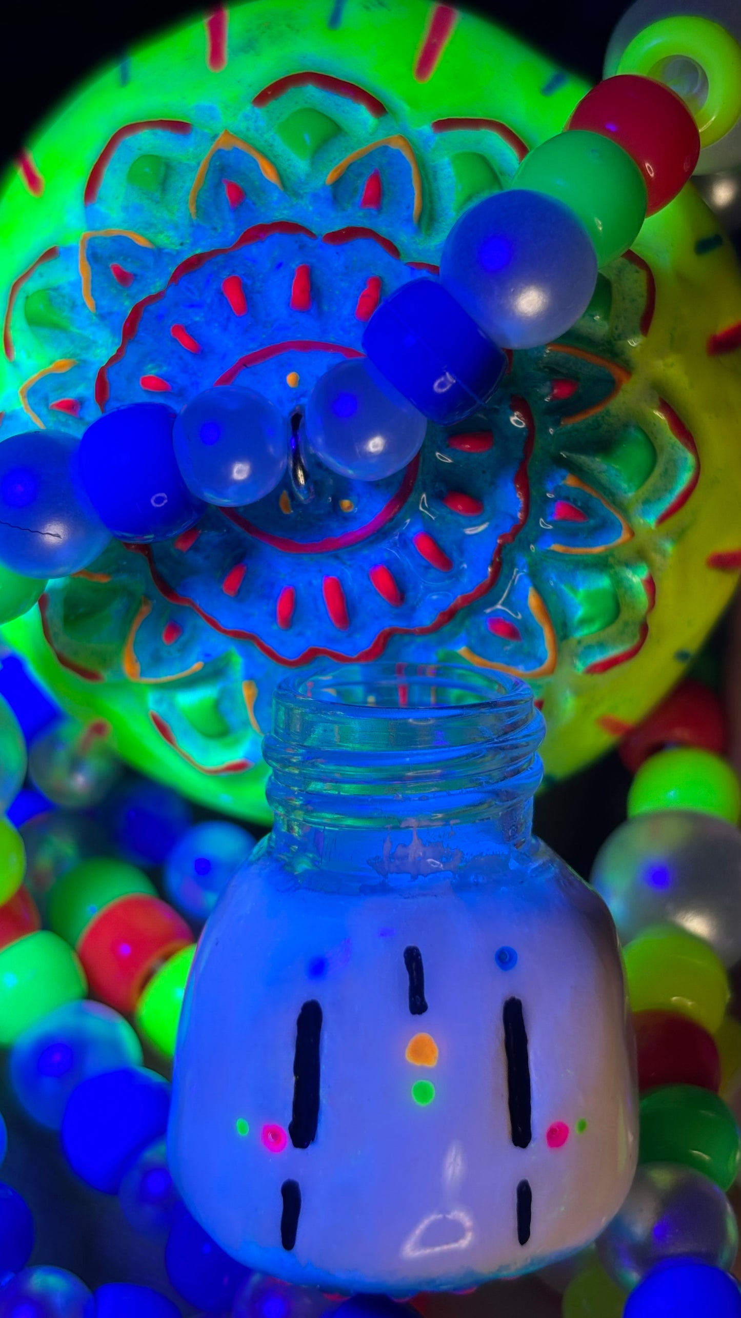 Blue/Yellow Mandala Stash Jar Necklace