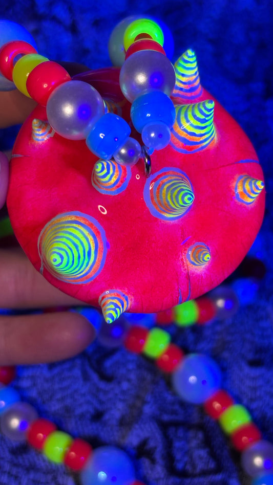 Blue Ringed Shroomie Stash Jar Necklace