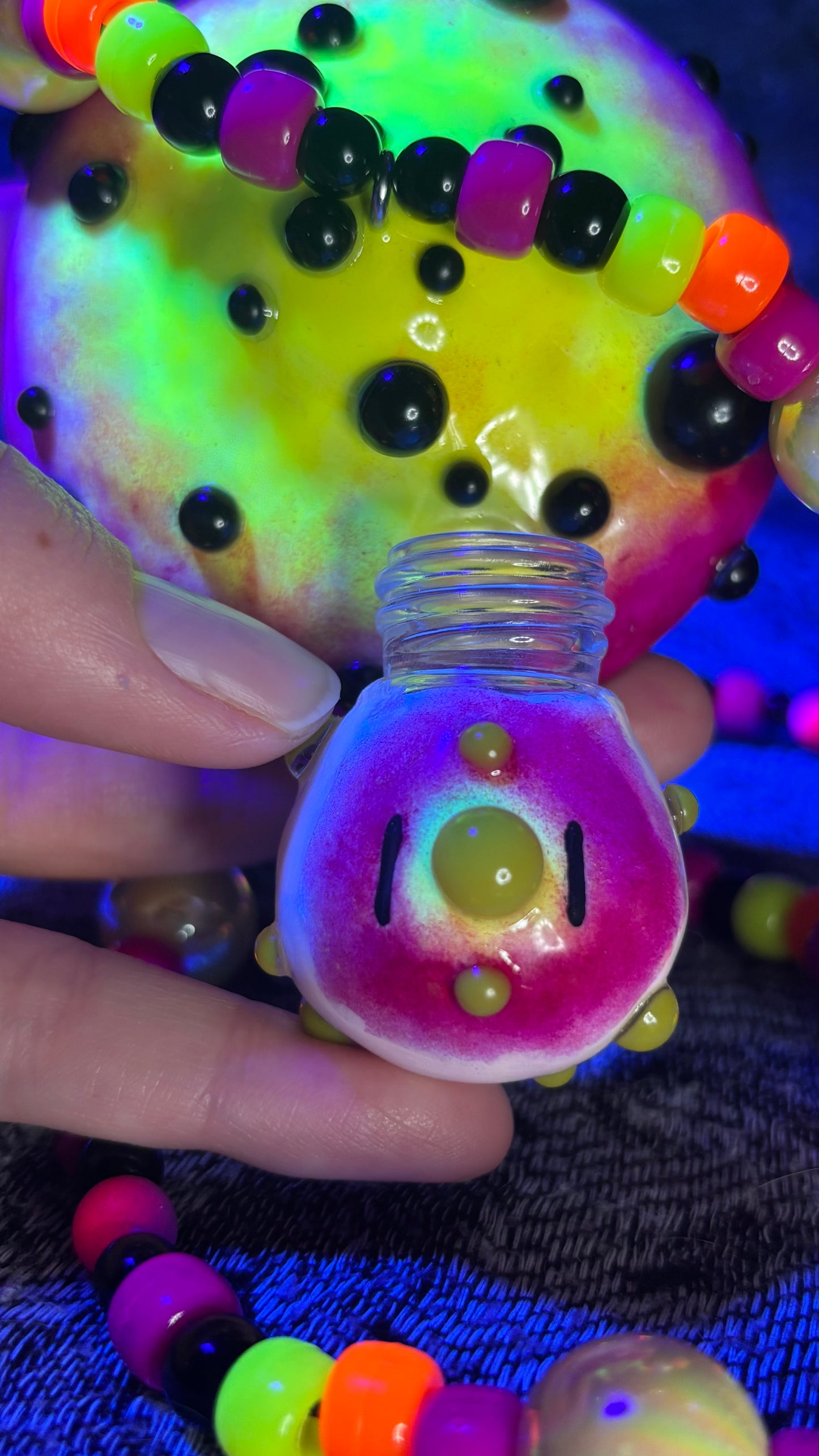 Black Spotted Shroomie Stash Jar Necklace (Color Changing Dots!)