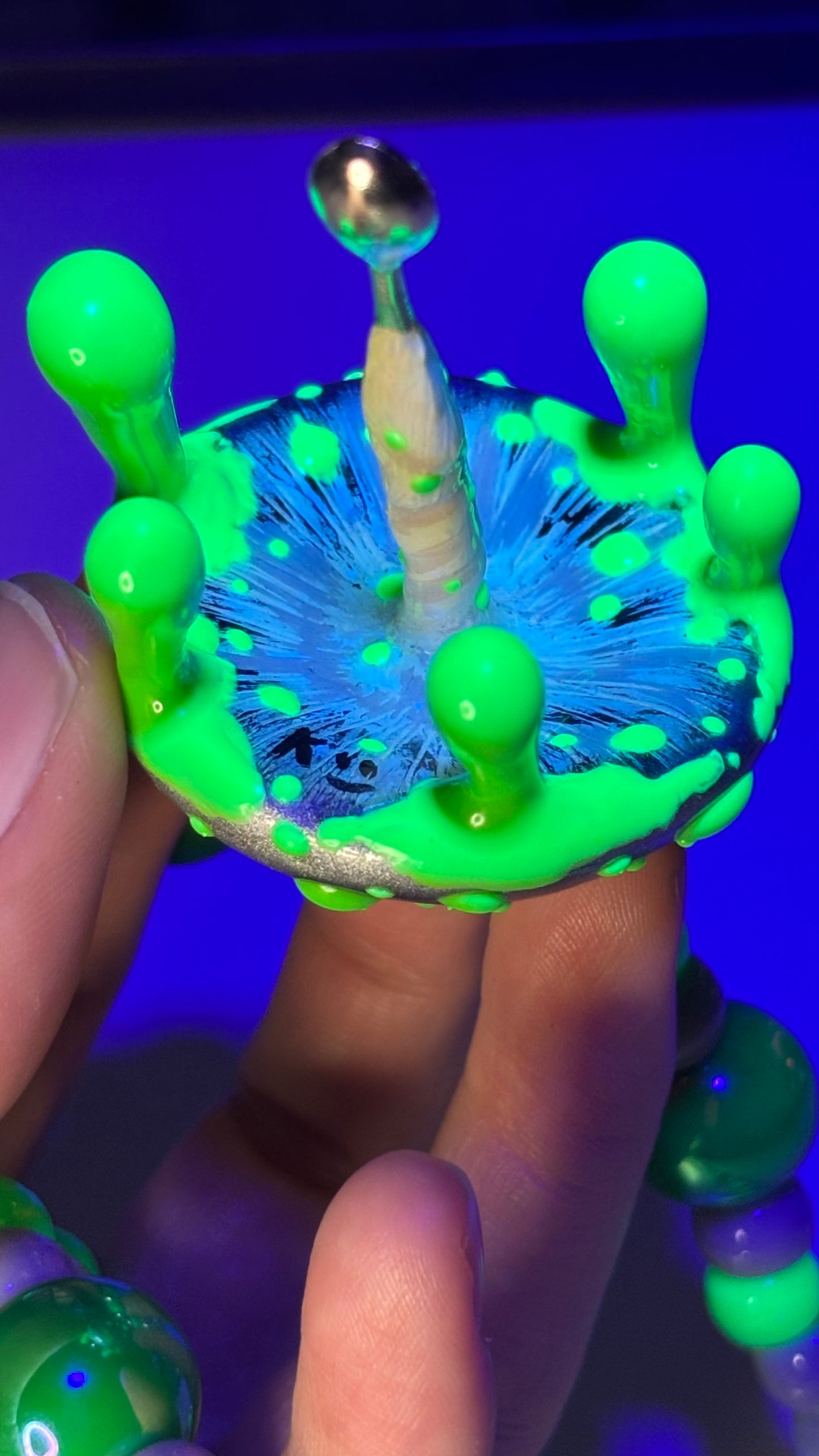 Holographic Neon Drip Mini Mushroom Spoon Necklace