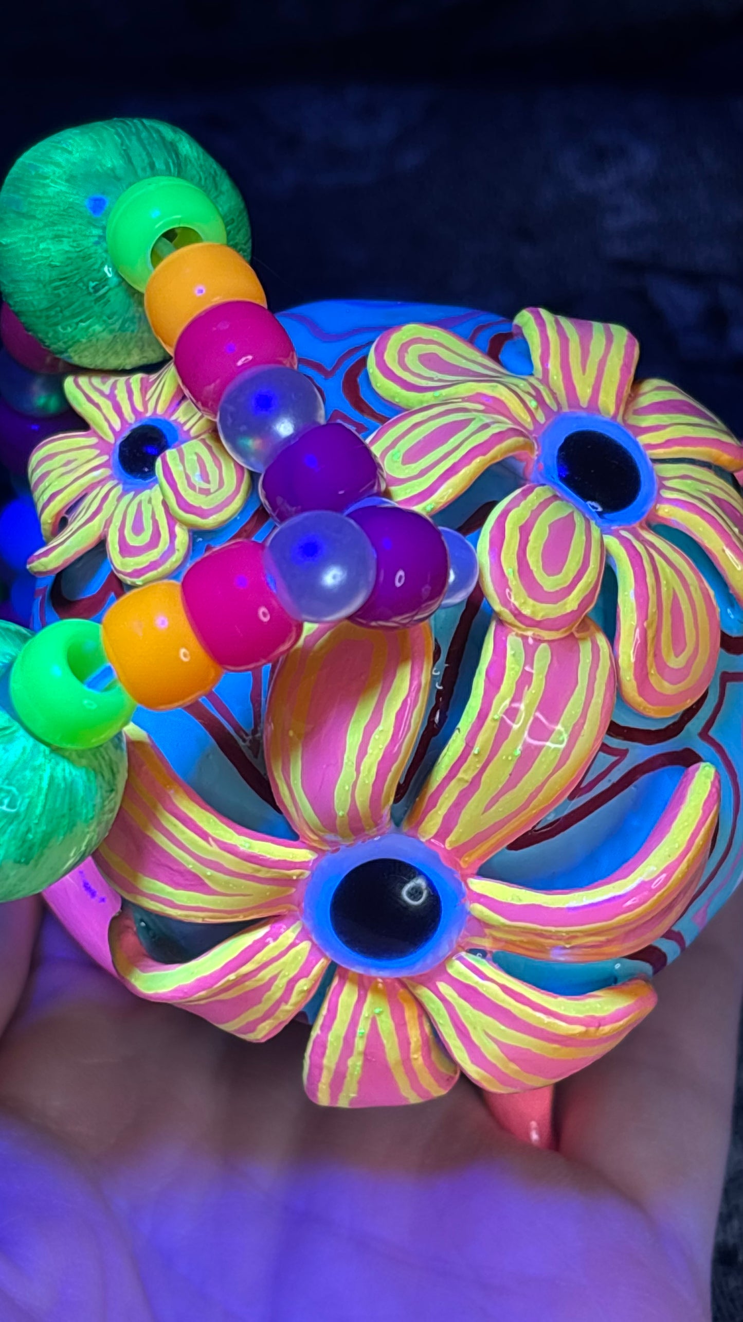 Flowers Of Power Shroomie Stash Jar Necklace (+Custom Clay Beads)