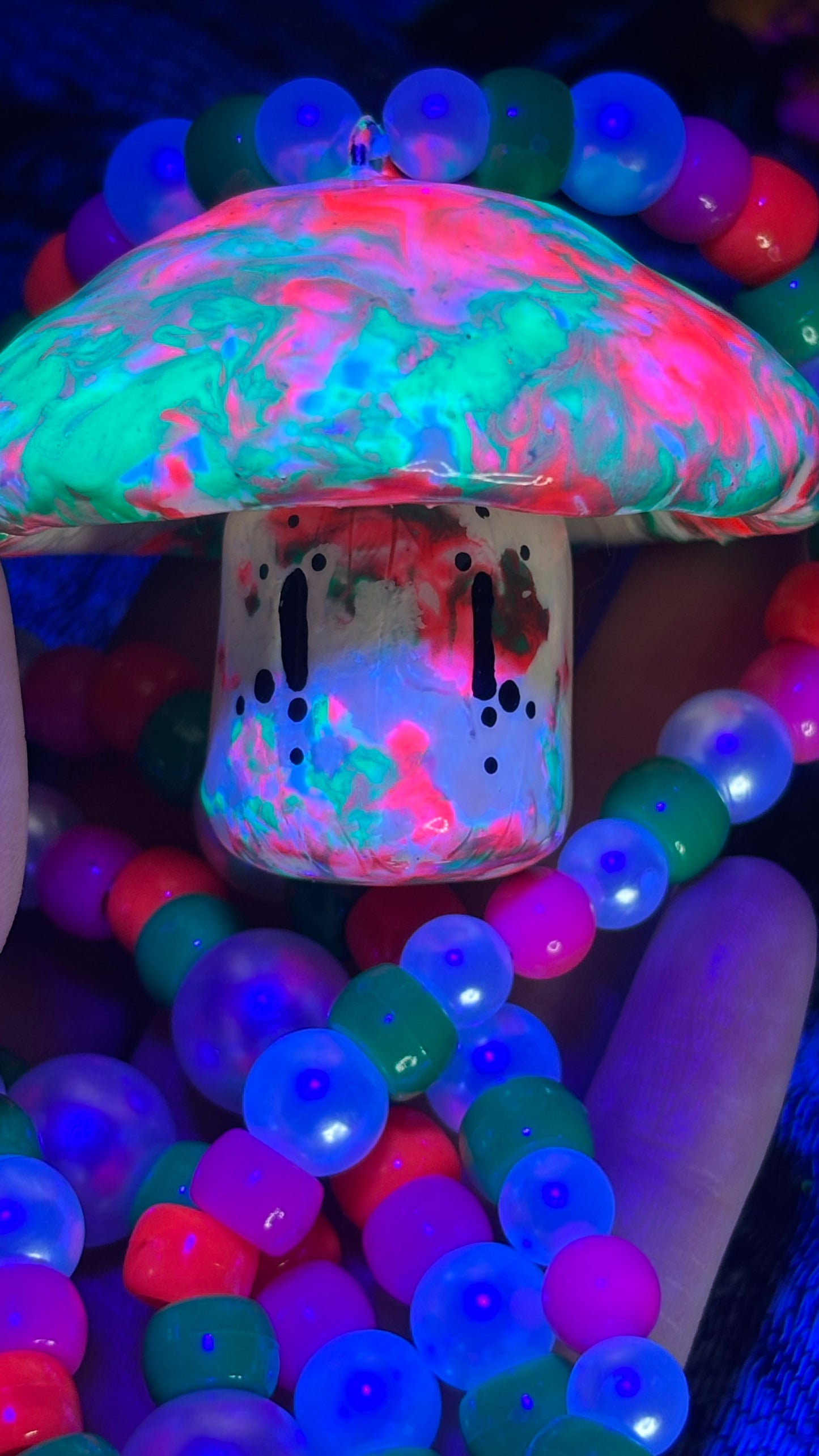 Green/Pink Neon Tie Dye Shroomie Stash Jar