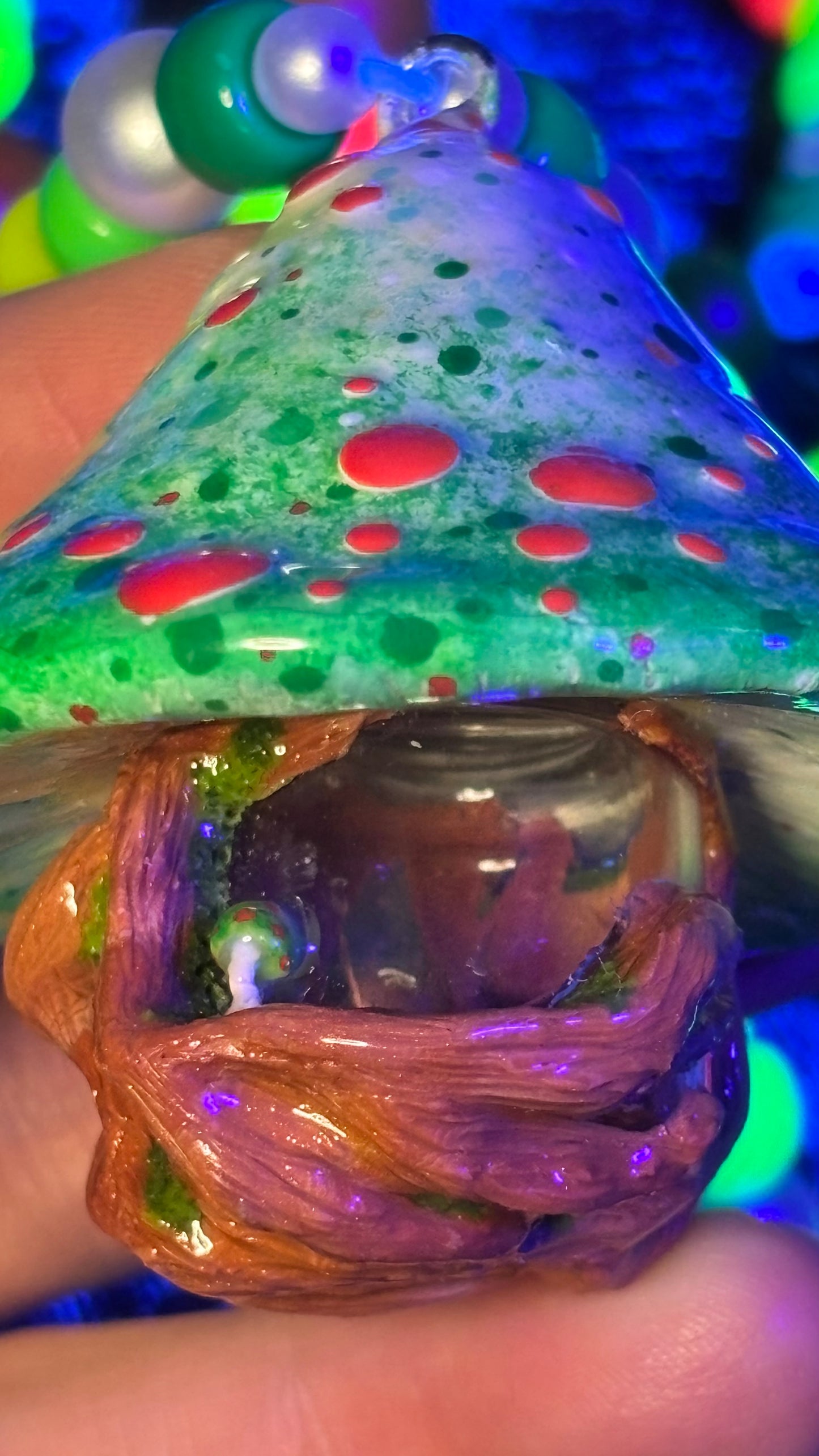 Green And Red Mushroom Portal Stash Jar Necklace