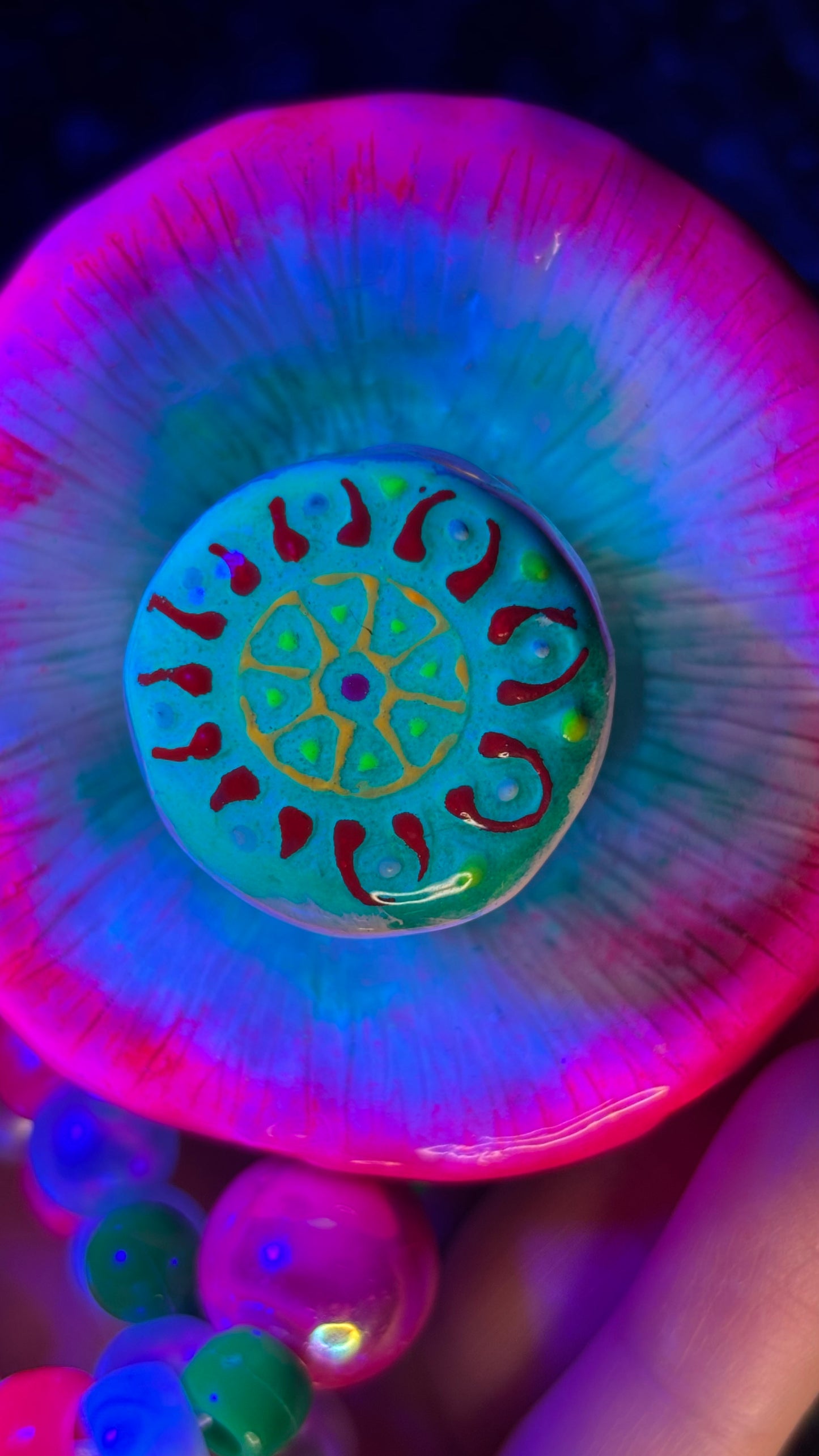 Green/Pink Flower Mandala Stash Jar Necklace