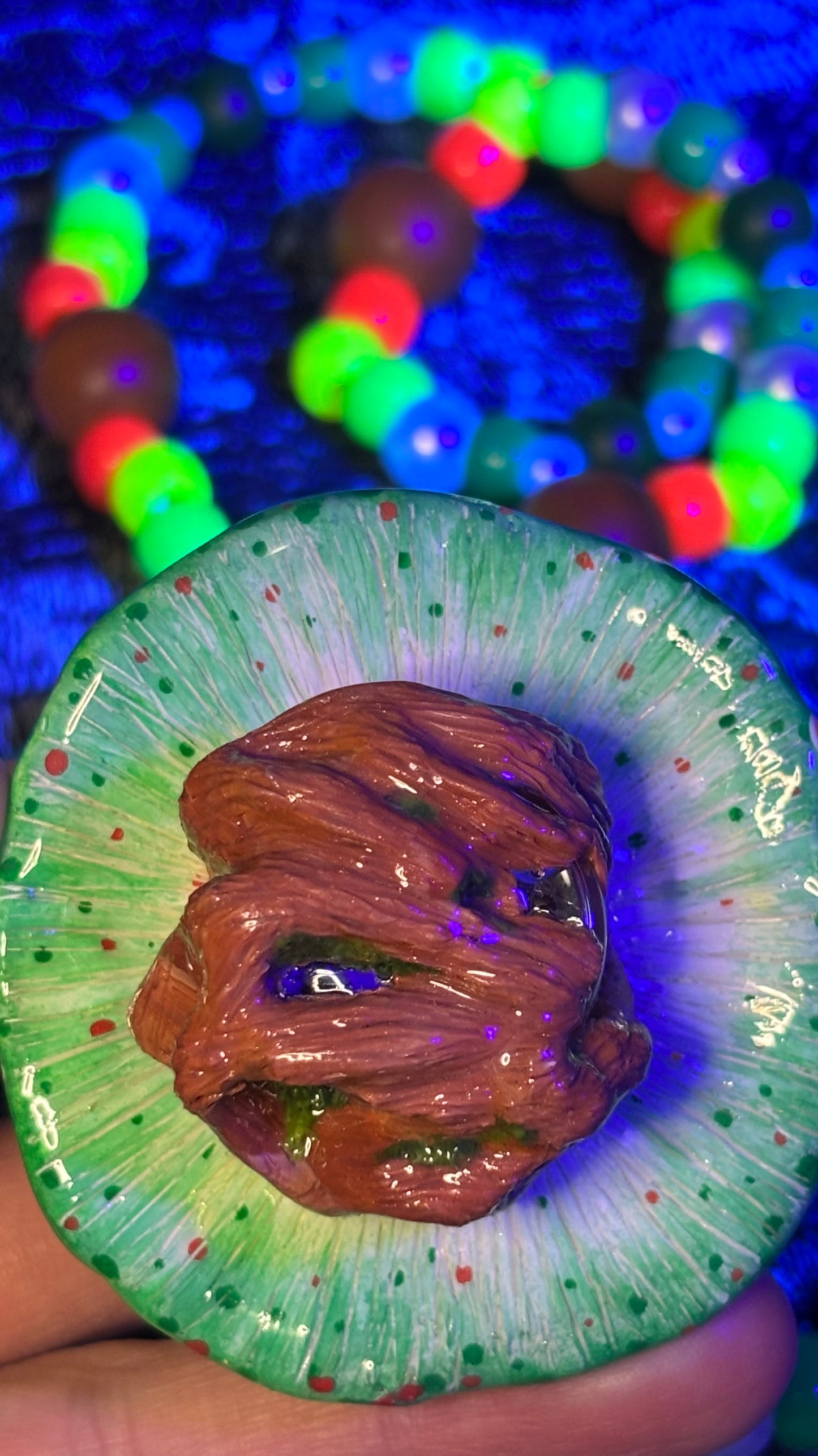 Green And Red Mushroom Portal Stash Jar Necklace