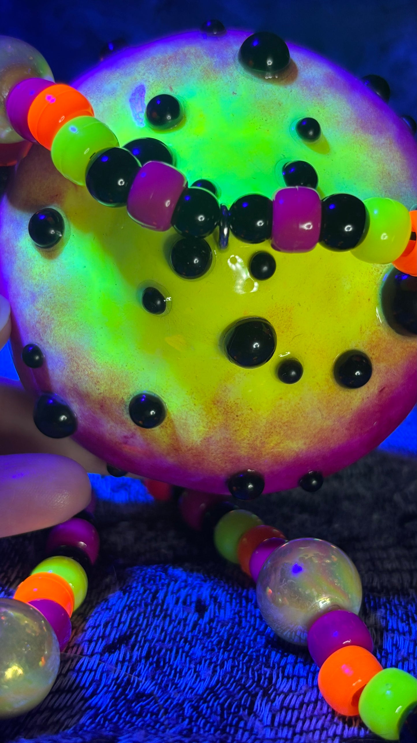 Black Spotted Shroomie Stash Jar Necklace (Color Changing Dots!)