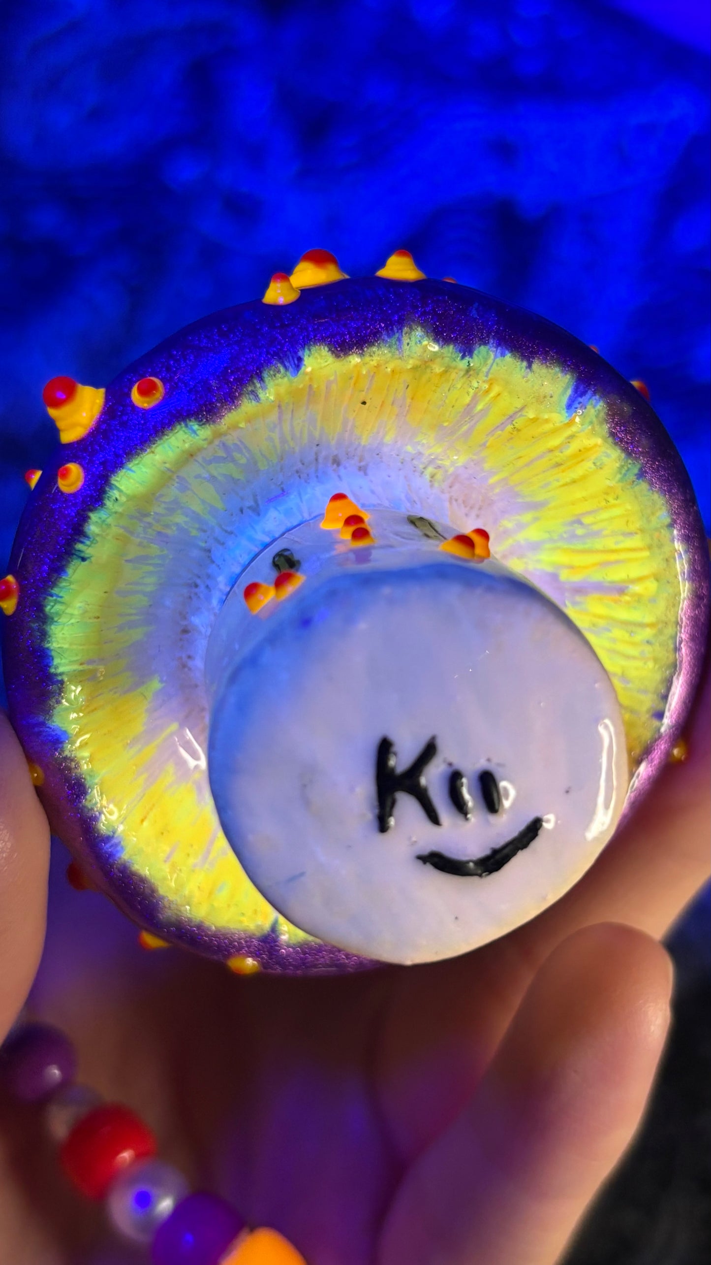 Purple Holographic Spotted Shroomie Stash Jar Necklace