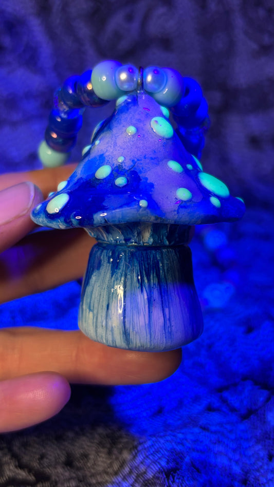 Blue/White Mushroom Stash Jar Necklace