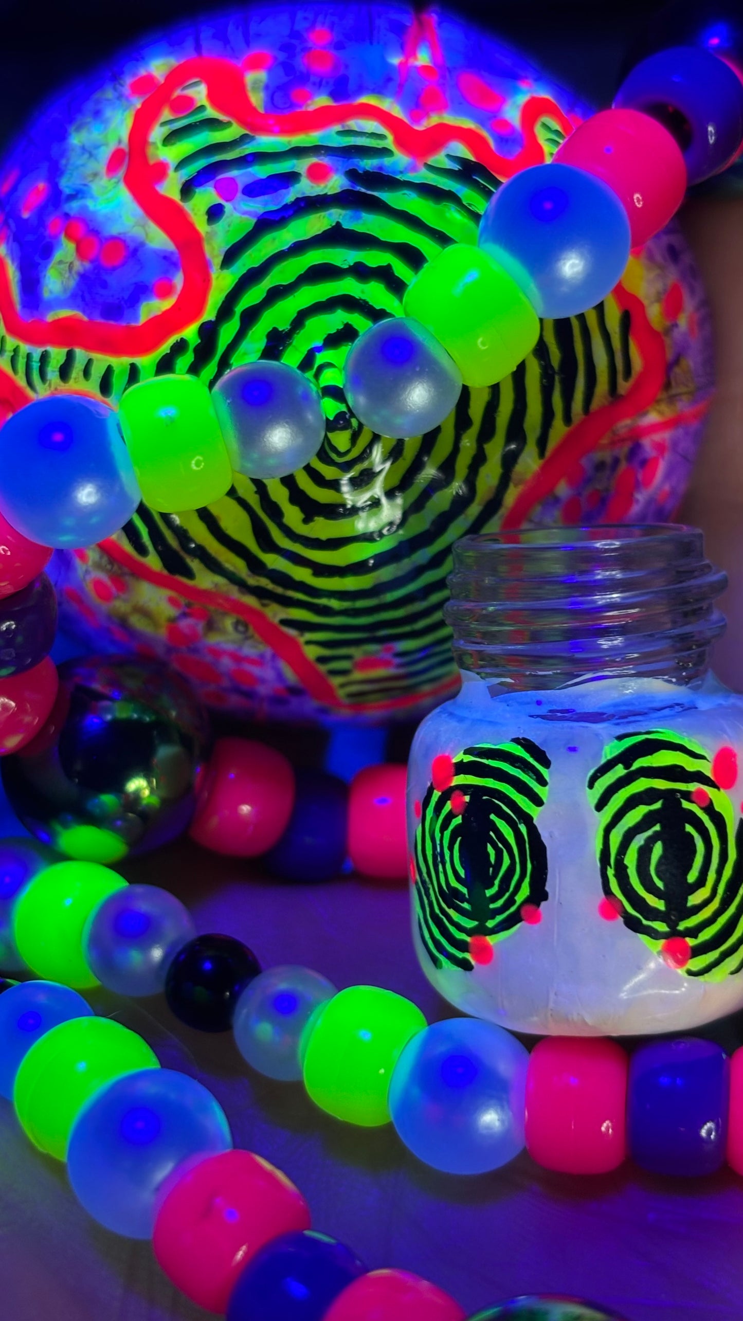 Purple Neon Swirl Stash Jar Necklace