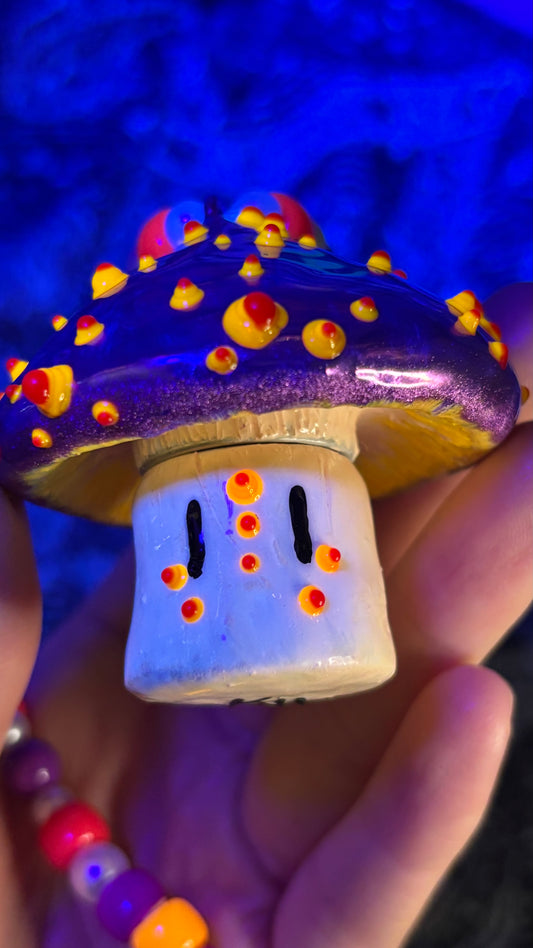 Purple Holographic Spotted Shroomie Stash Jar Necklace
