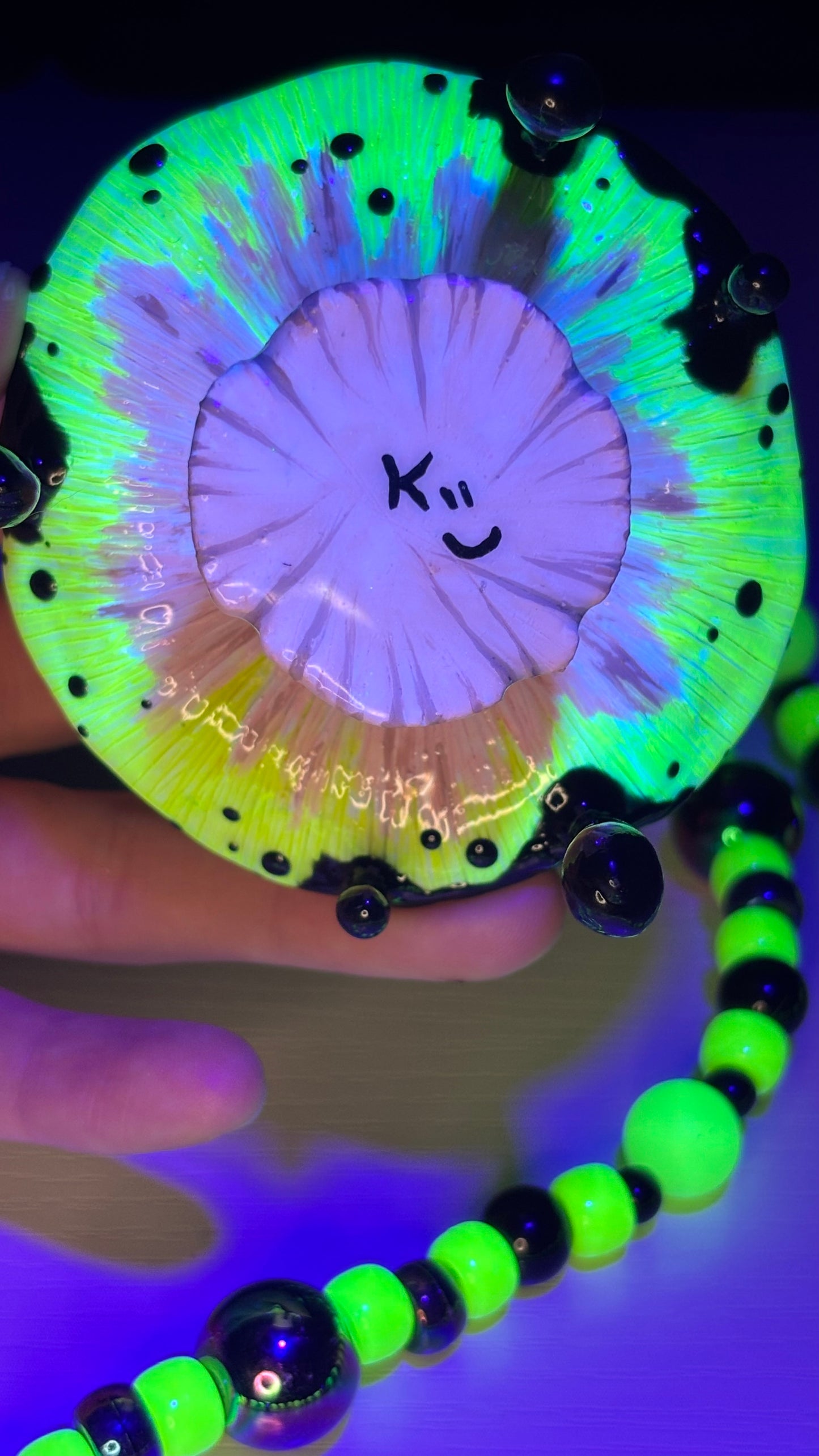 Yellow/Black Dripping Shroomie Stash Jar Necklace