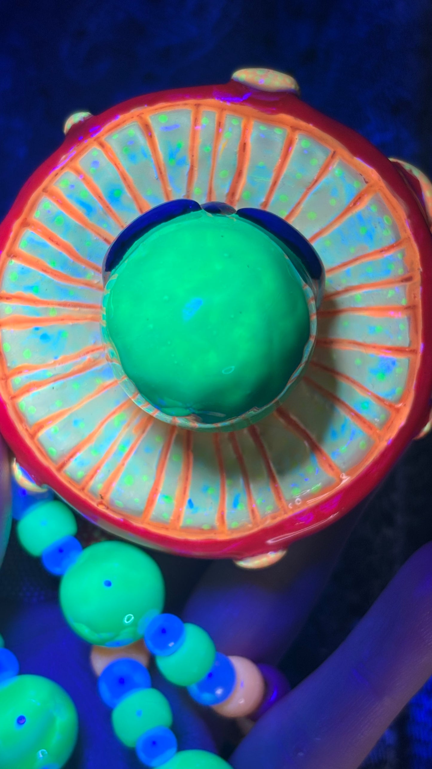 Spotted Alien Shroomie Stash Jar Necklace (+Custom Beads)