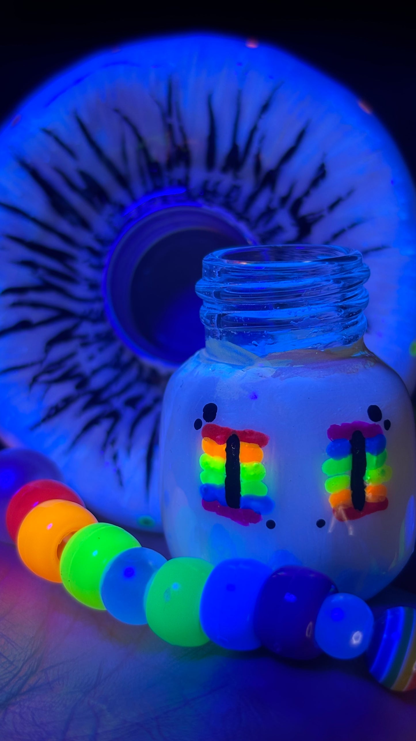 Striped Rainbow Mandala Shroomie Stash Jar Necklace