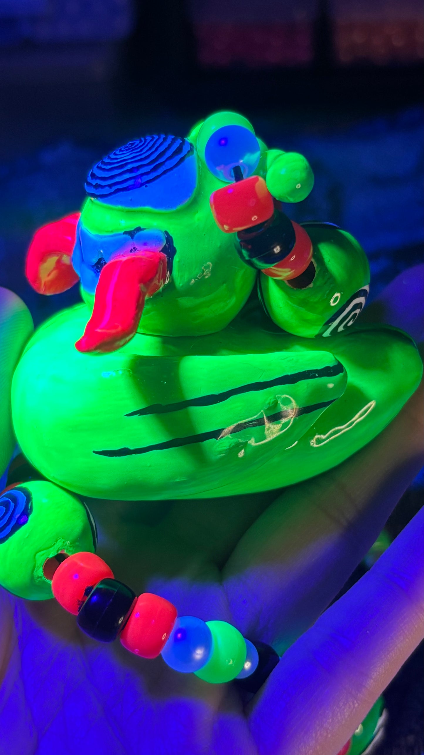 Neon Green Cyclops Duckie Stash Jar Necklace (Mini Magnet in Tongue +Custom Beads)