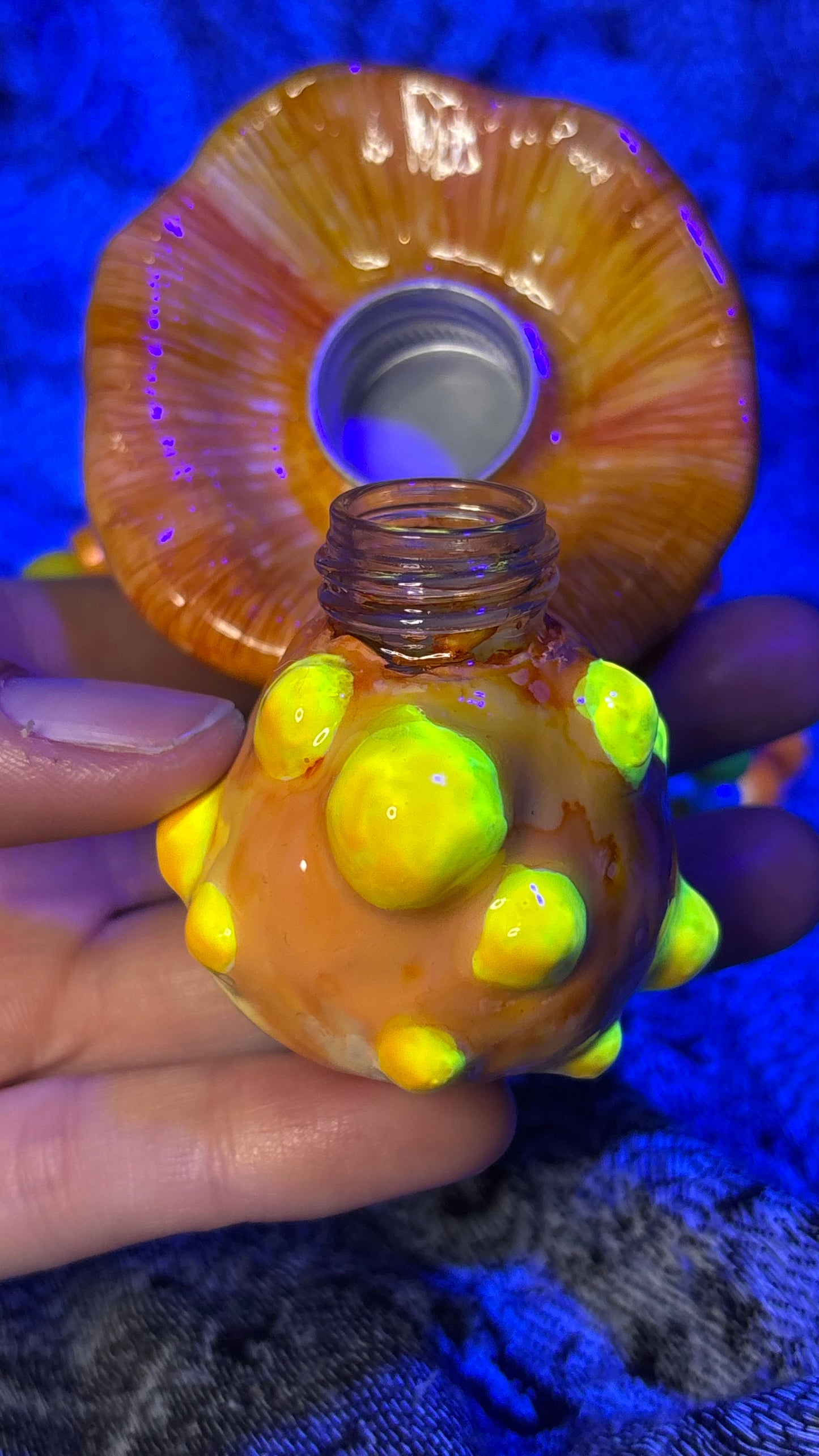 Yellow Lumpy Mushroom Stash Jar Necklace