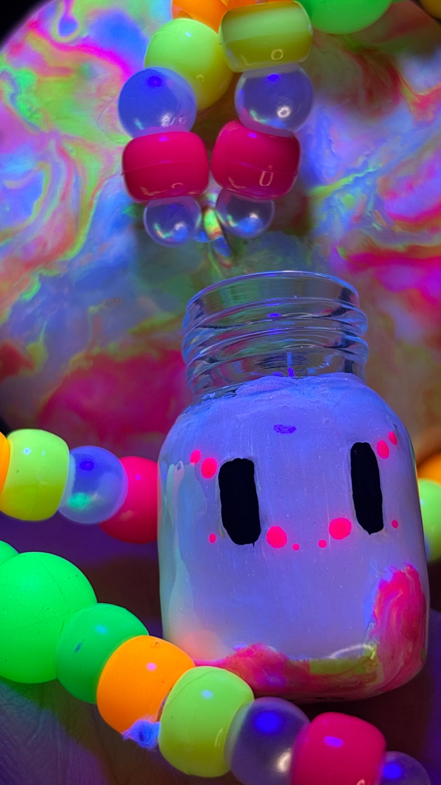 Pink Melted Shroomie Stash Jar Necklace