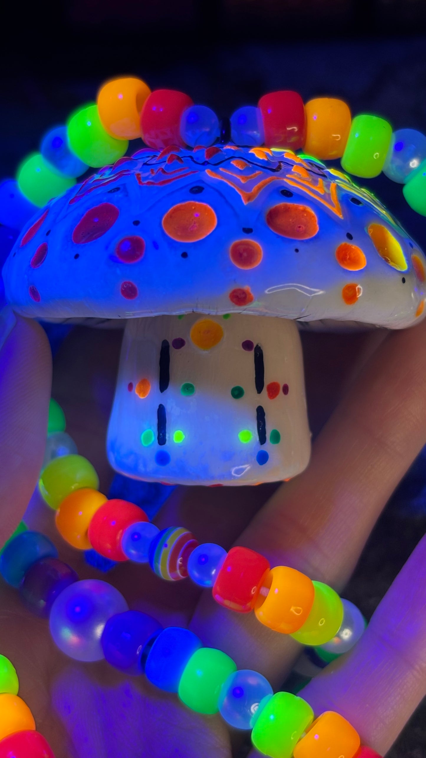 Spotted Rainbow Mandala Shroomie Stash Jar Necklace