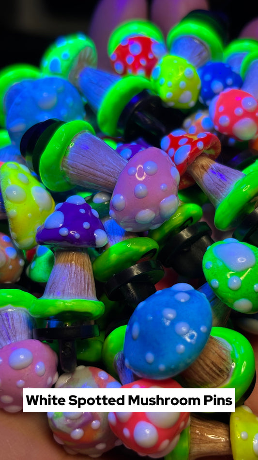 White Spotted Mushroom Pins (Color Selected Randomly!)