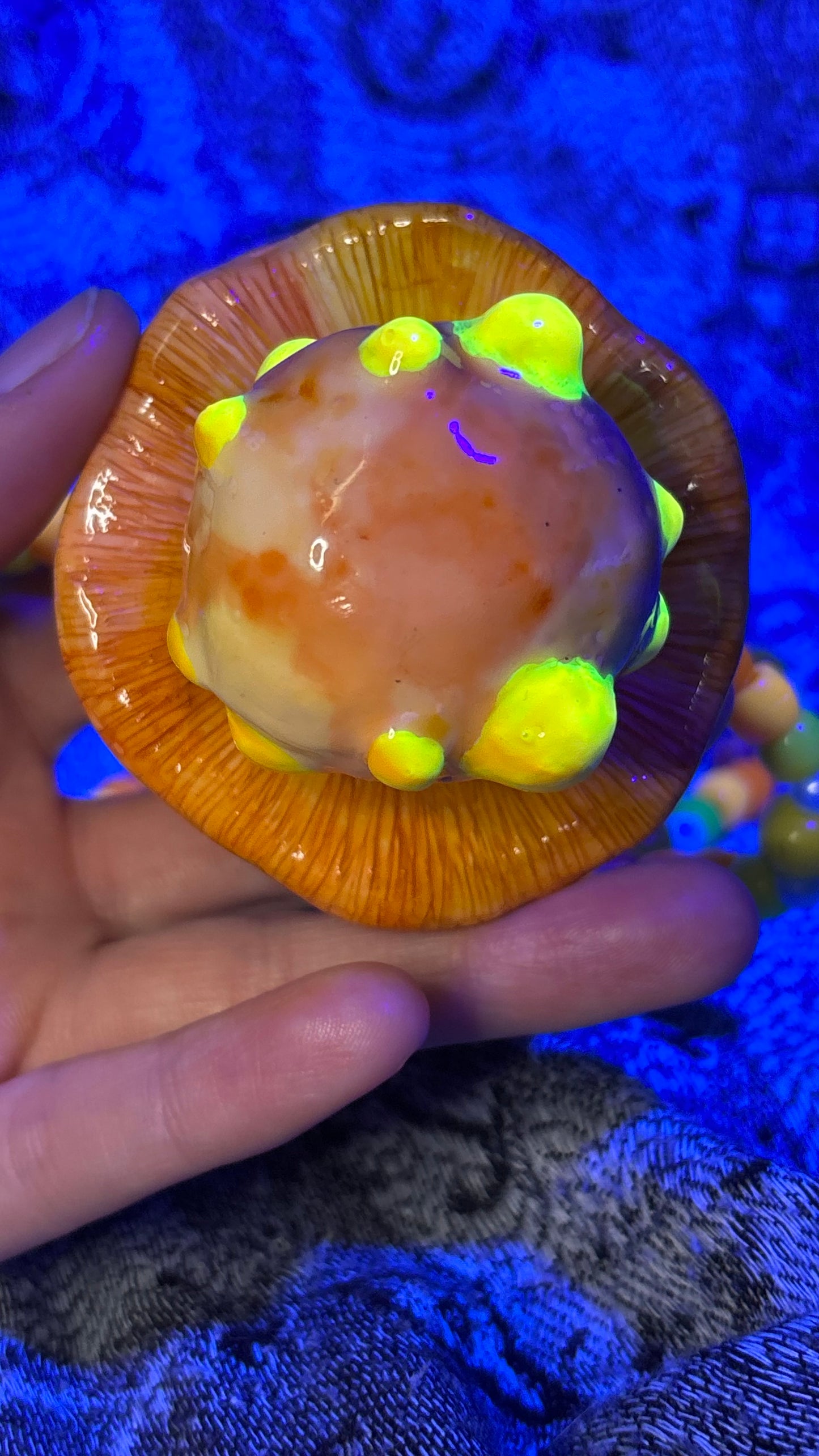 Yellow Lumpy Mushroom Stash Jar Necklace