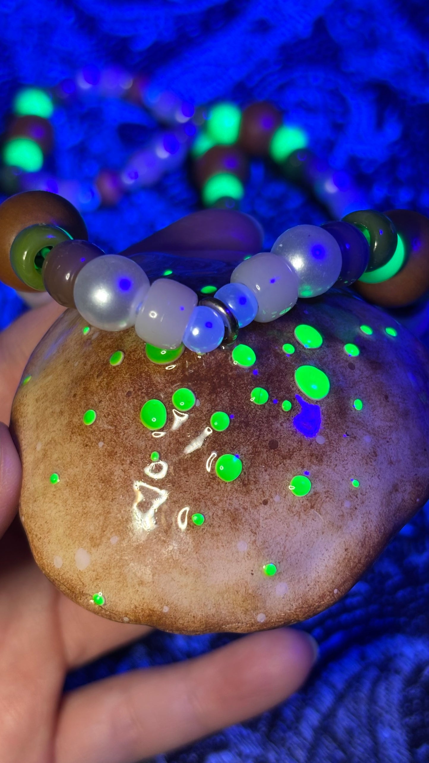Brown And Green Spotted Mushroom Portal Stash Jar Necklace