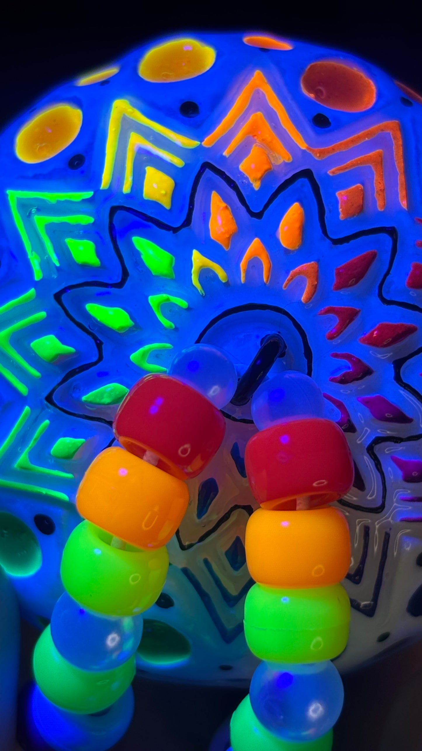 Spotted Rainbow Mandala Shroomie Stash Jar Necklace