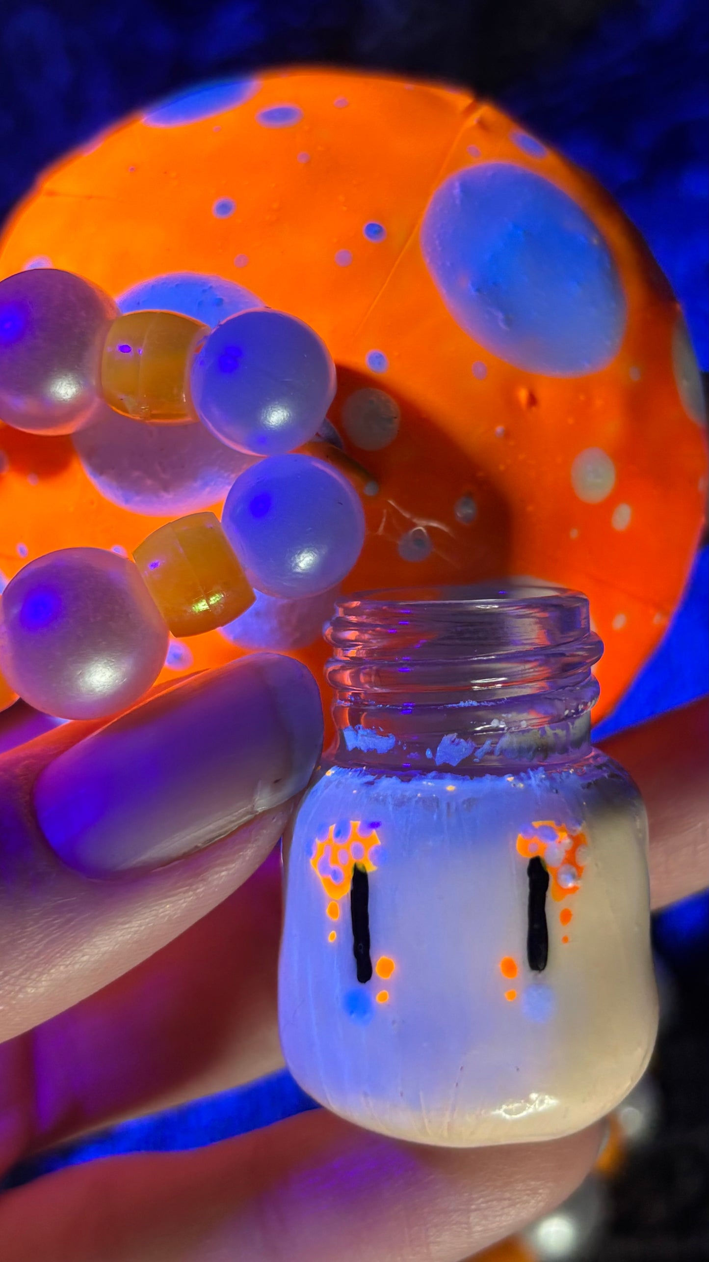 Orange Shroomie Stash Jar Necklace