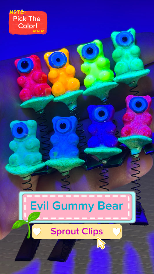 Evil Gummy Bear Sprout Clips (Blacklight Reactive!)