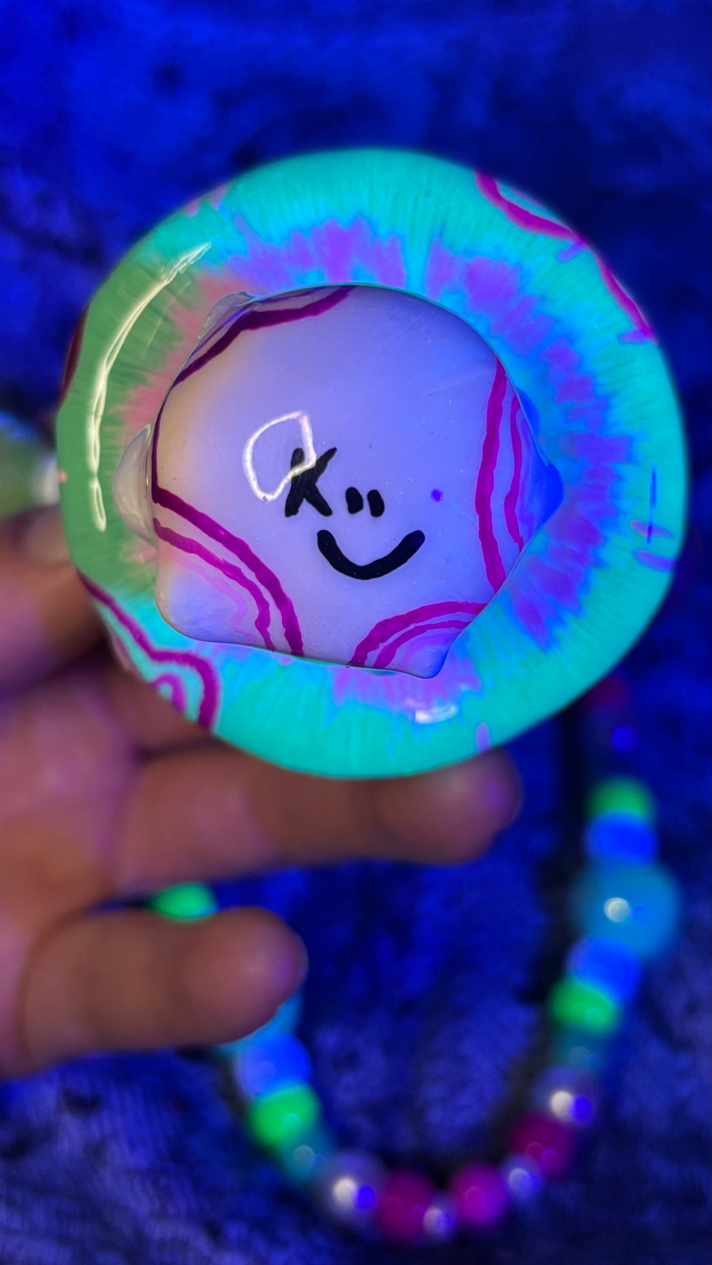 Teal Toxic Shroomie Stash Jar Necklace