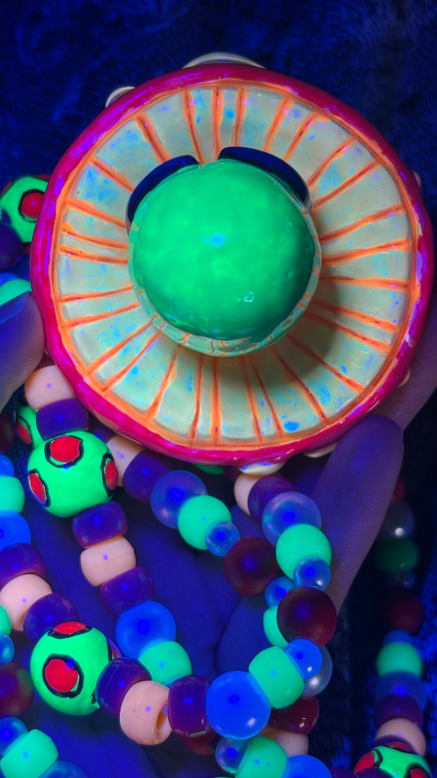 Red Cap Alien Shroomie Stash Jar Necklace (+Custom Beads)