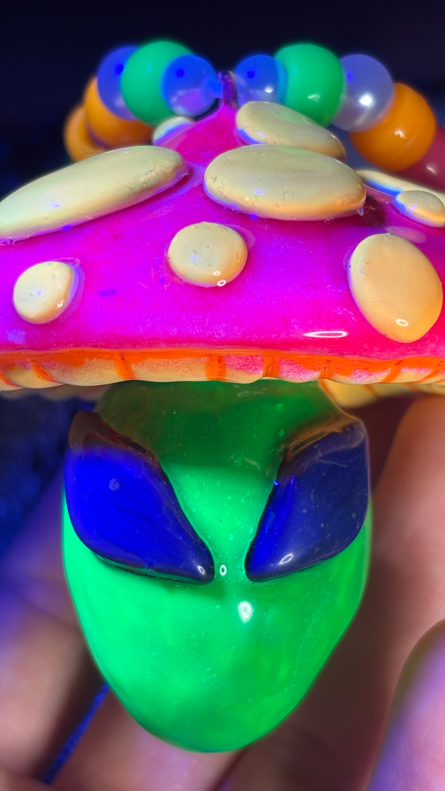 Neon Pink Alien Shroomie Stash Jar Necklace