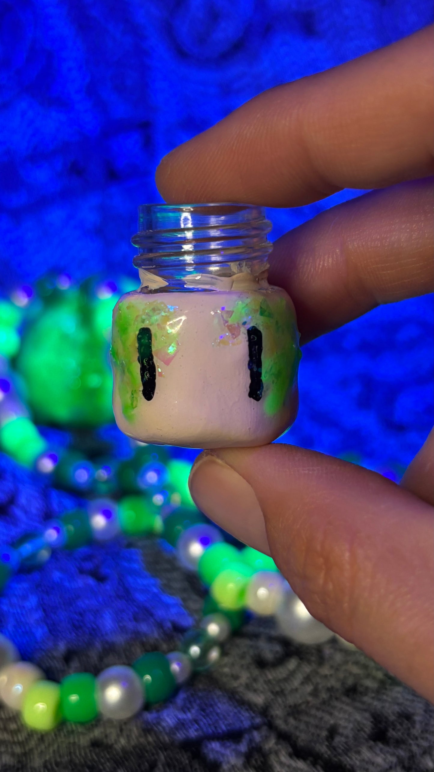 Green Glitter Shroomie Stash Jar Necklace
