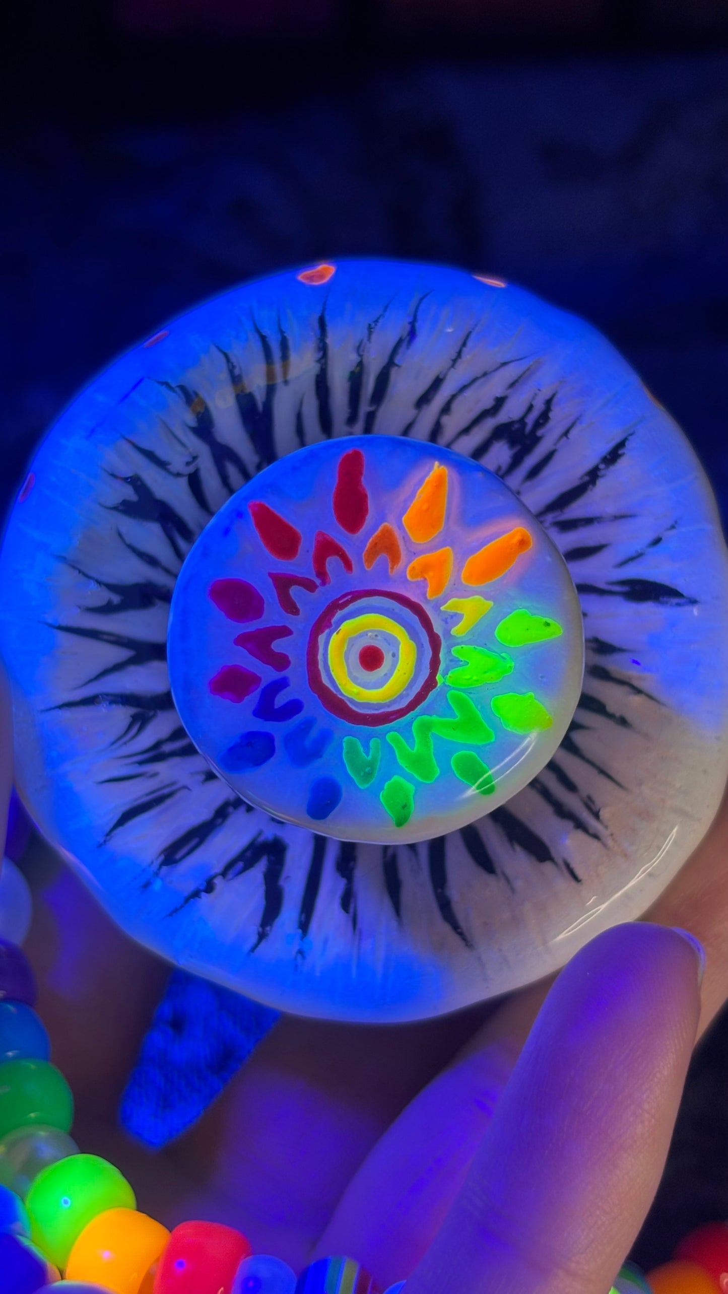 Spotted Rainbow Mandala Shroomie Stash Jar Necklace