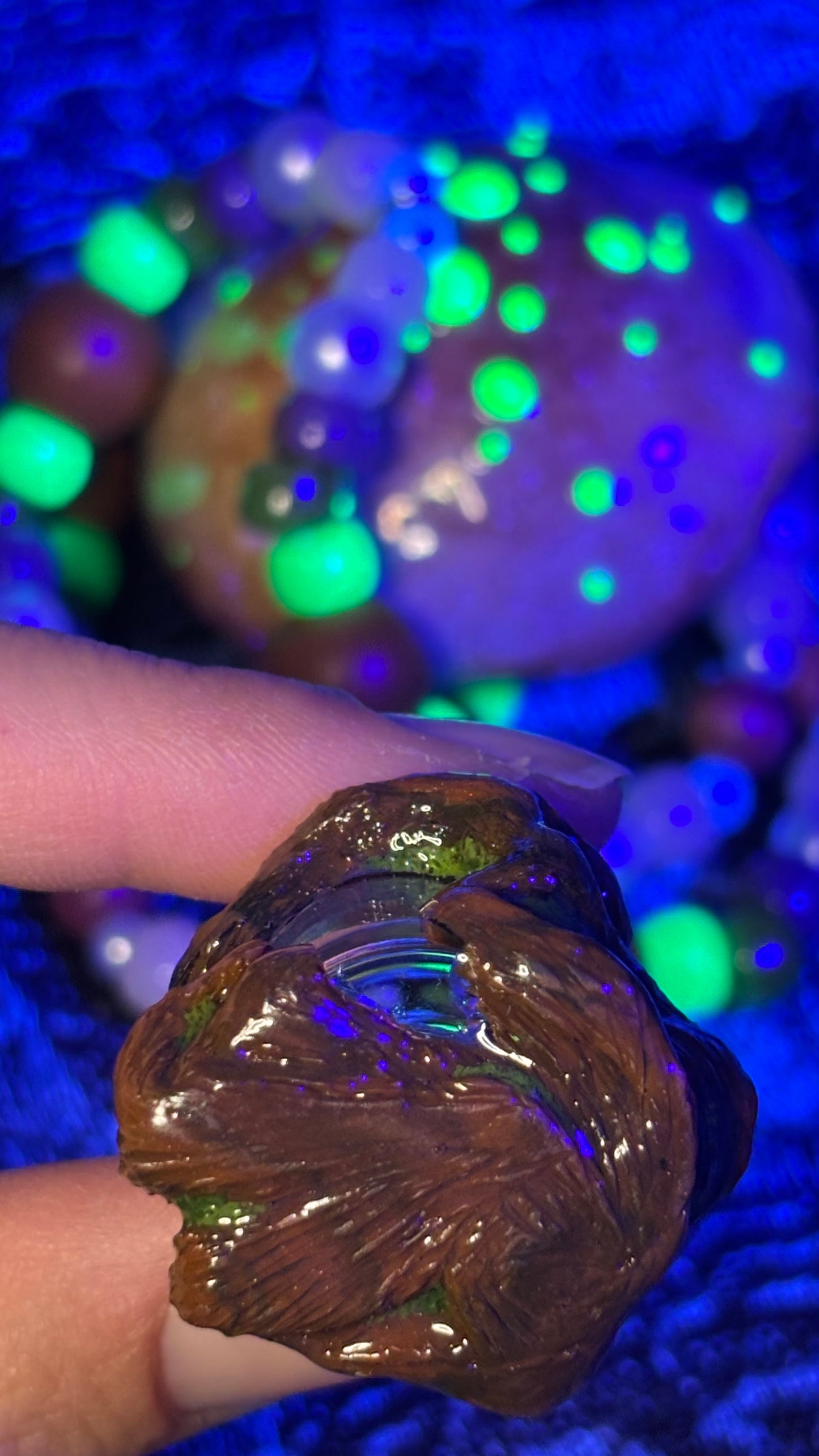 Brown And Green Spotted Mushroom Portal Stash Jar Necklace