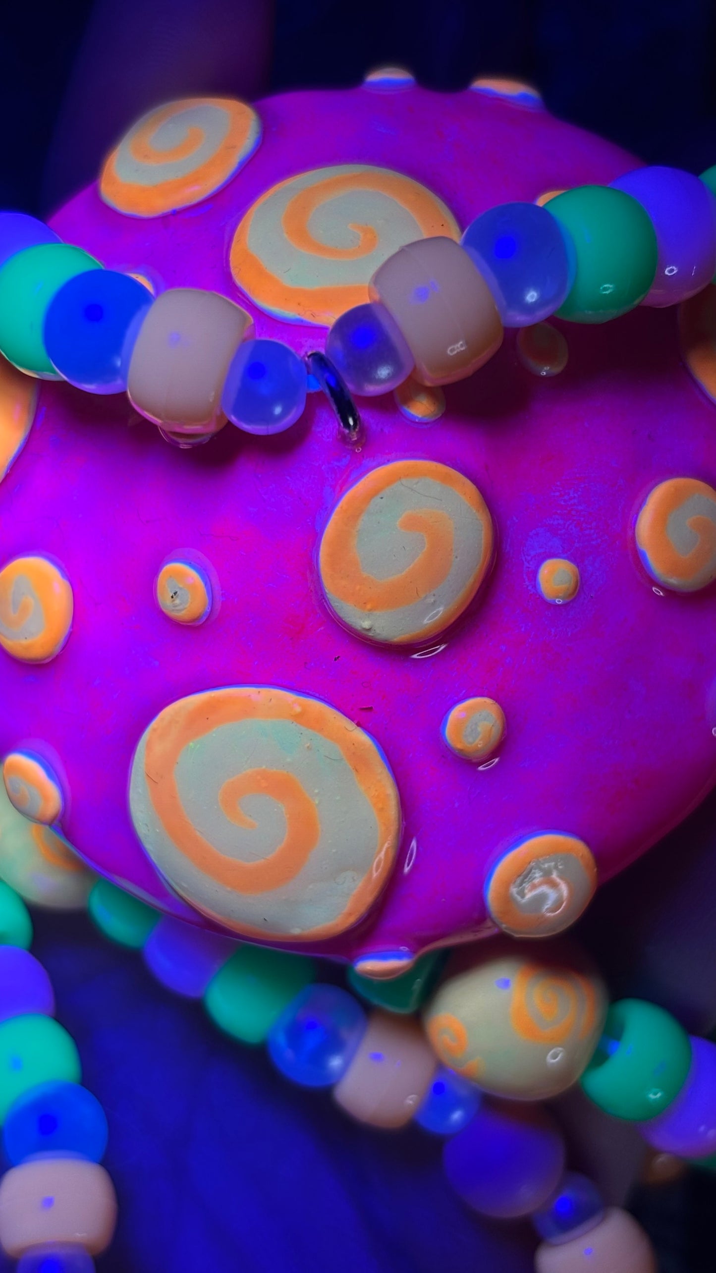 Swirly Alien Shroomie Stash Jar Necklace (+Custom Beads)