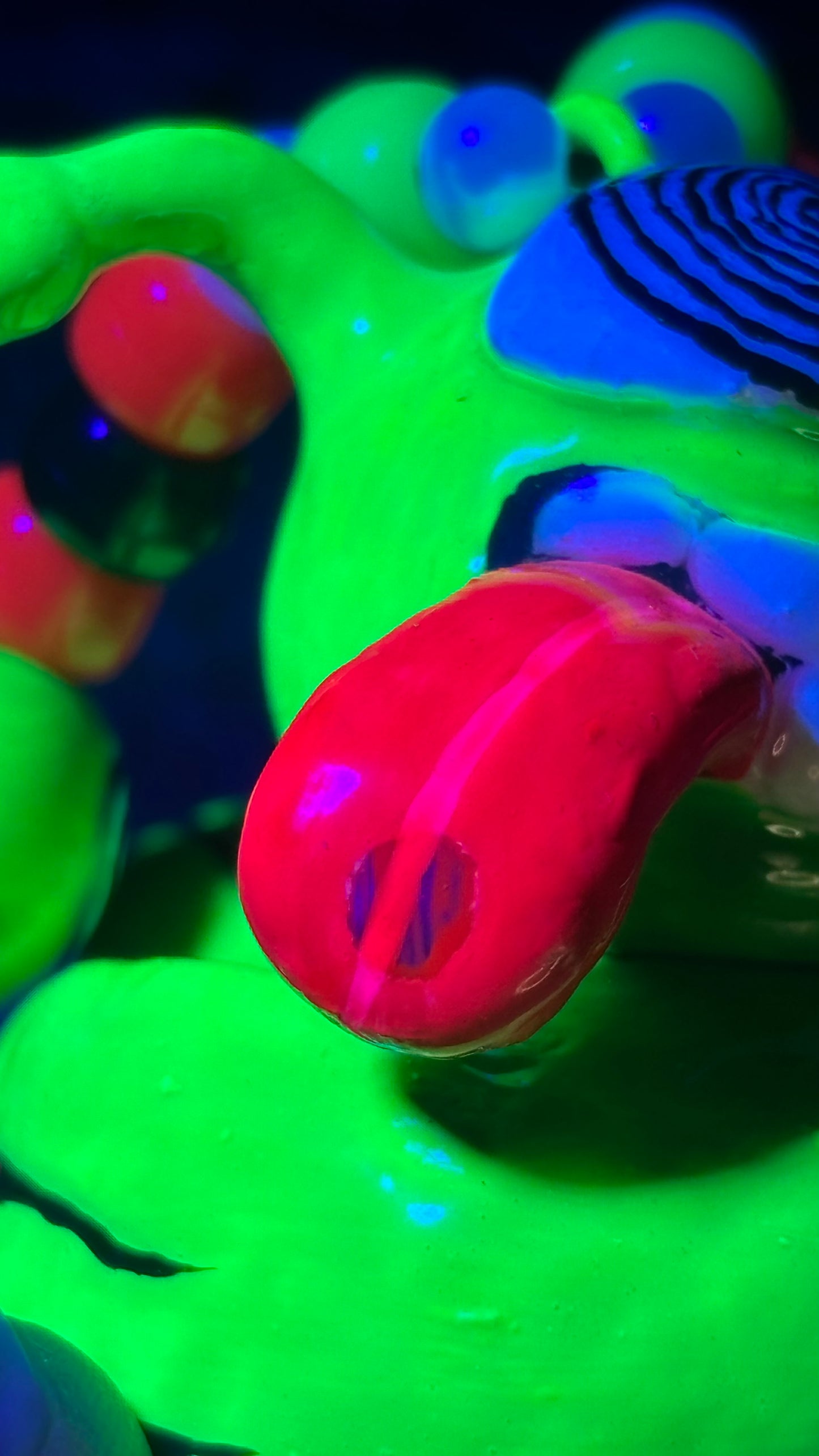 Neon Green Cyclops Duckie Stash Jar Necklace (Mini Magnet in Tongue +Custom Beads)