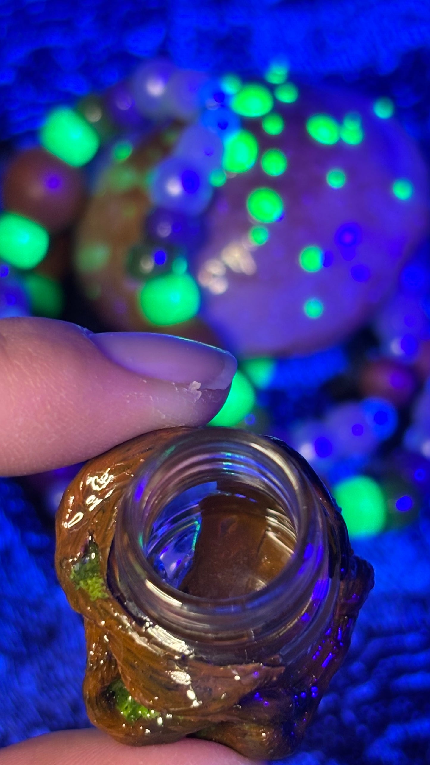 Brown And Green Spotted Mushroom Portal Stash Jar Necklace