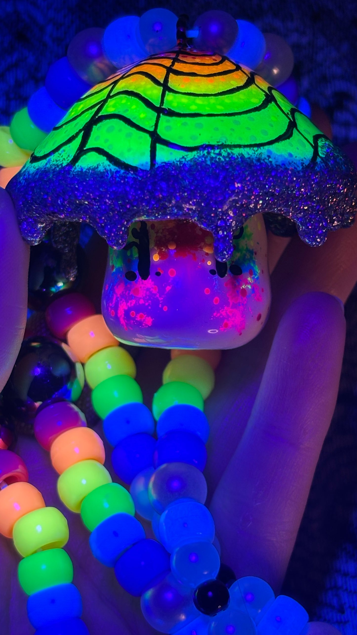 Rainbow Wave Shroomie Stash Jar Necklace