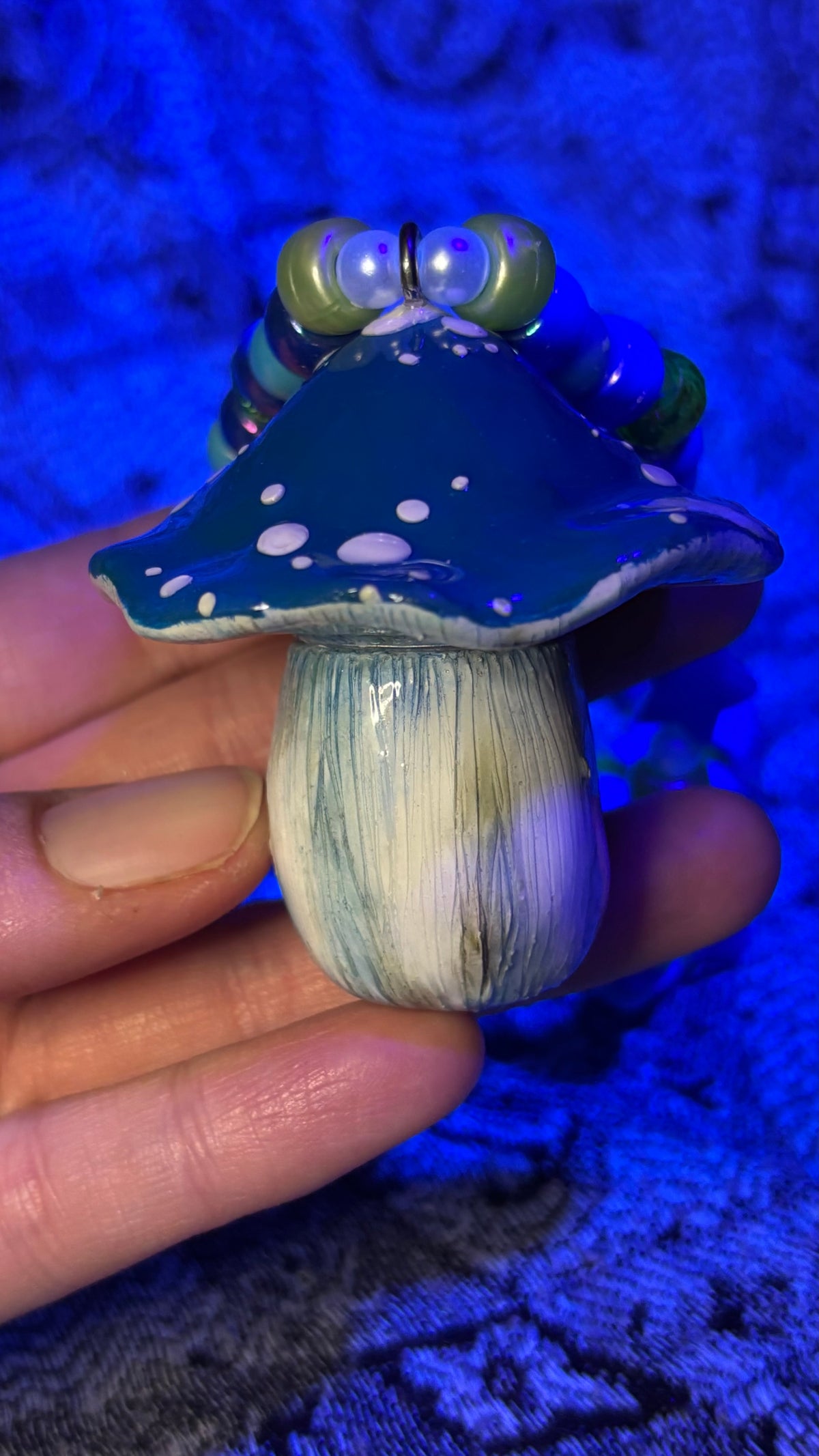 Blue/Green Mushroom Stash Jar Necklace
