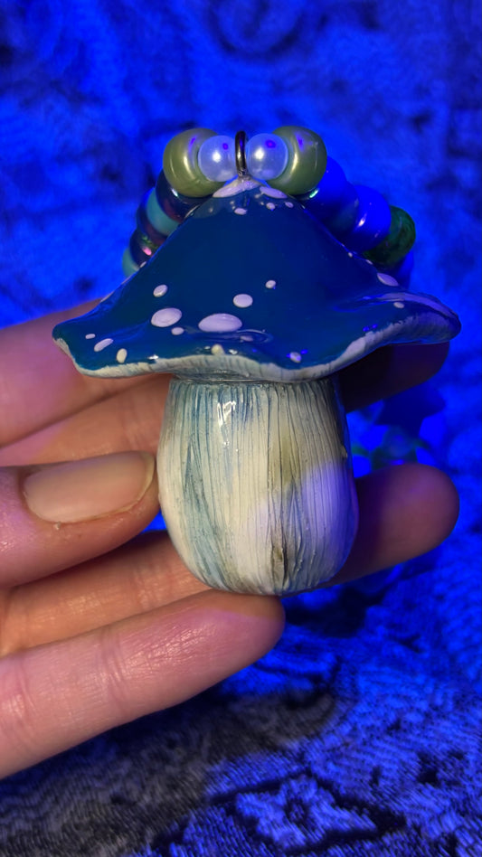Blue/Green Mushroom Stash Jar Necklace