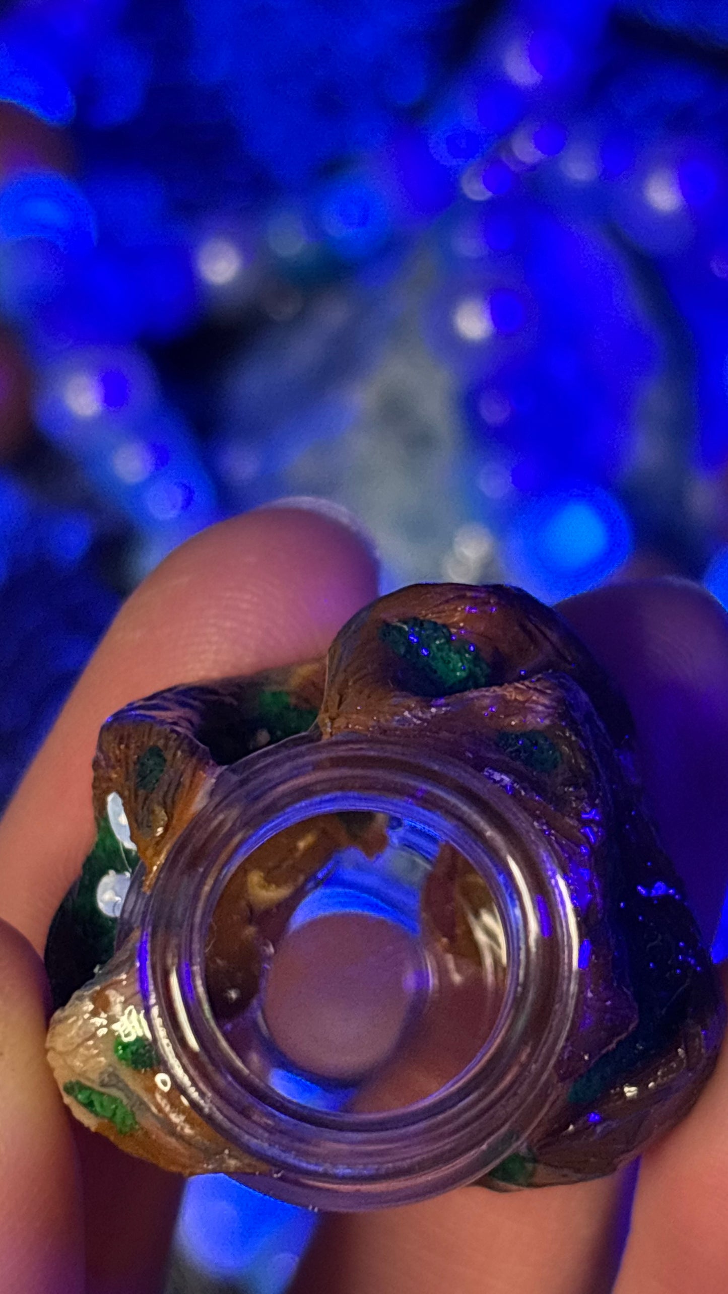 Pale Blue Mushroom Portal Stash Jar Necklace