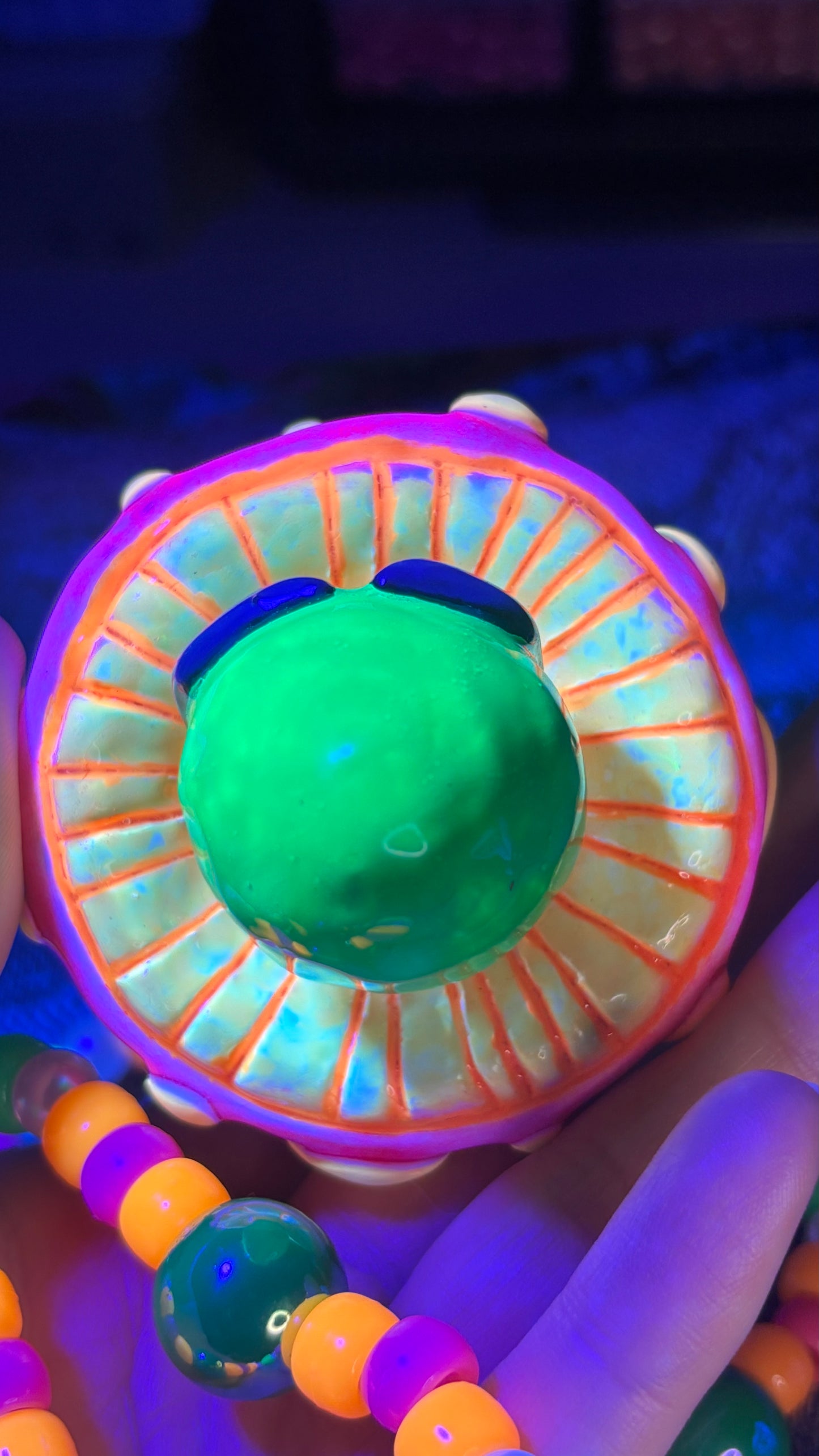 Neon Pink Alien Shroomie Stash Jar Necklace