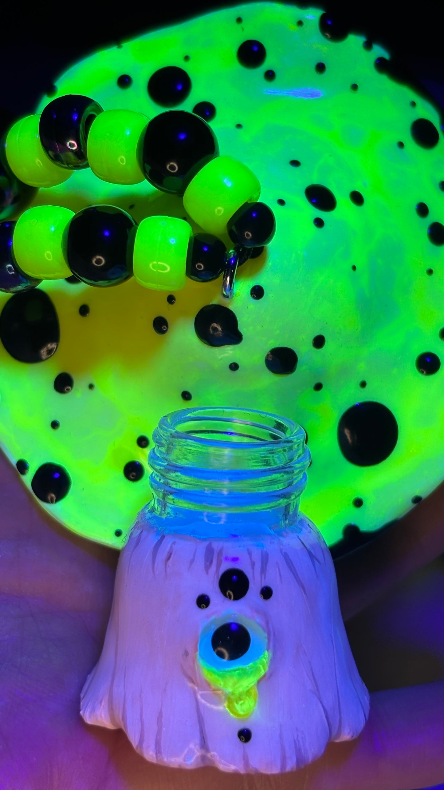 Yellow/Black Dripping Shroomie Stash Jar Necklace