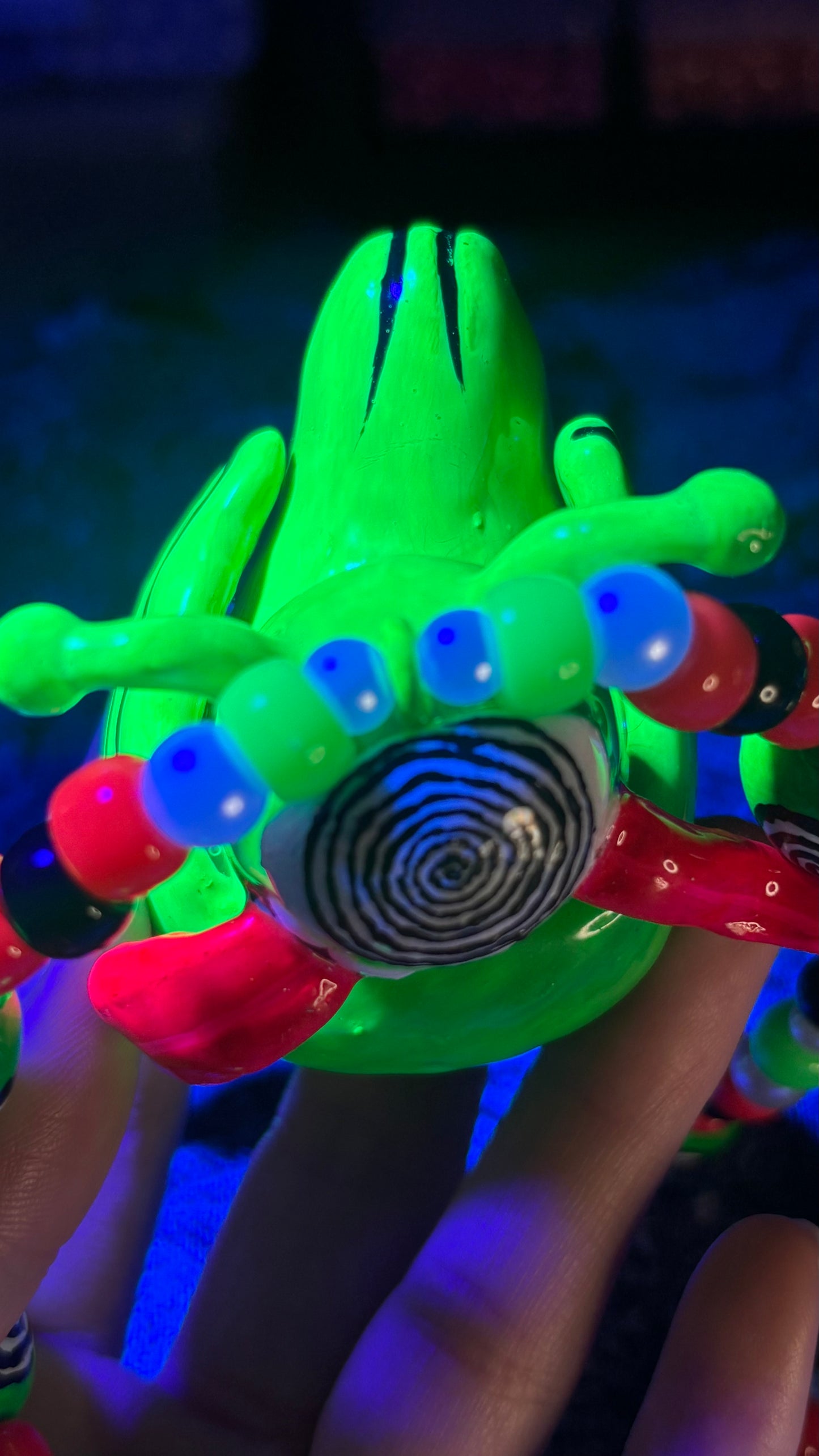 Neon Green Cyclops Duckie Stash Jar Necklace (Mini Magnet in Tongue +Custom Beads)