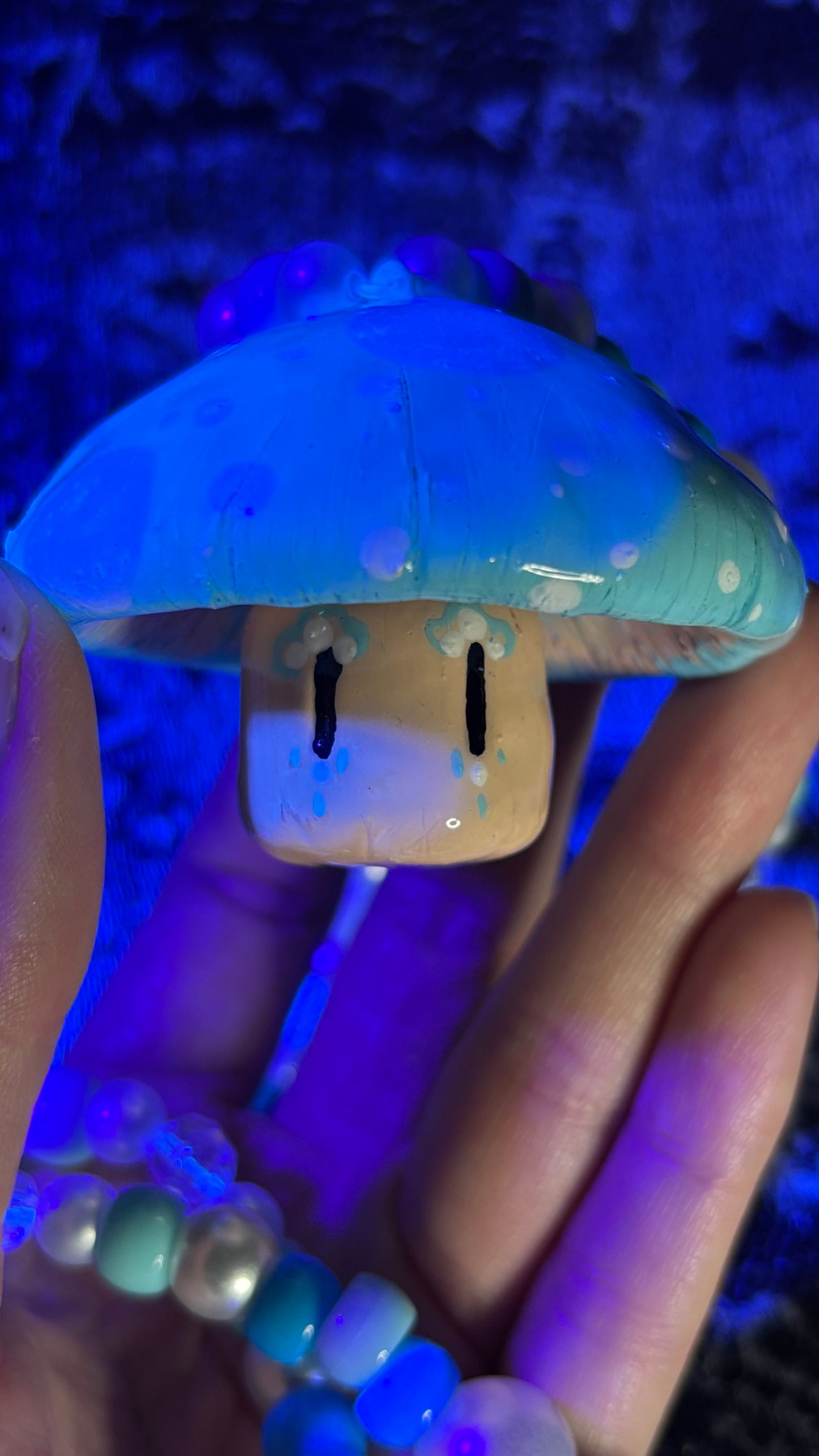 Light Blue Shroomie Stash Jar Necklace