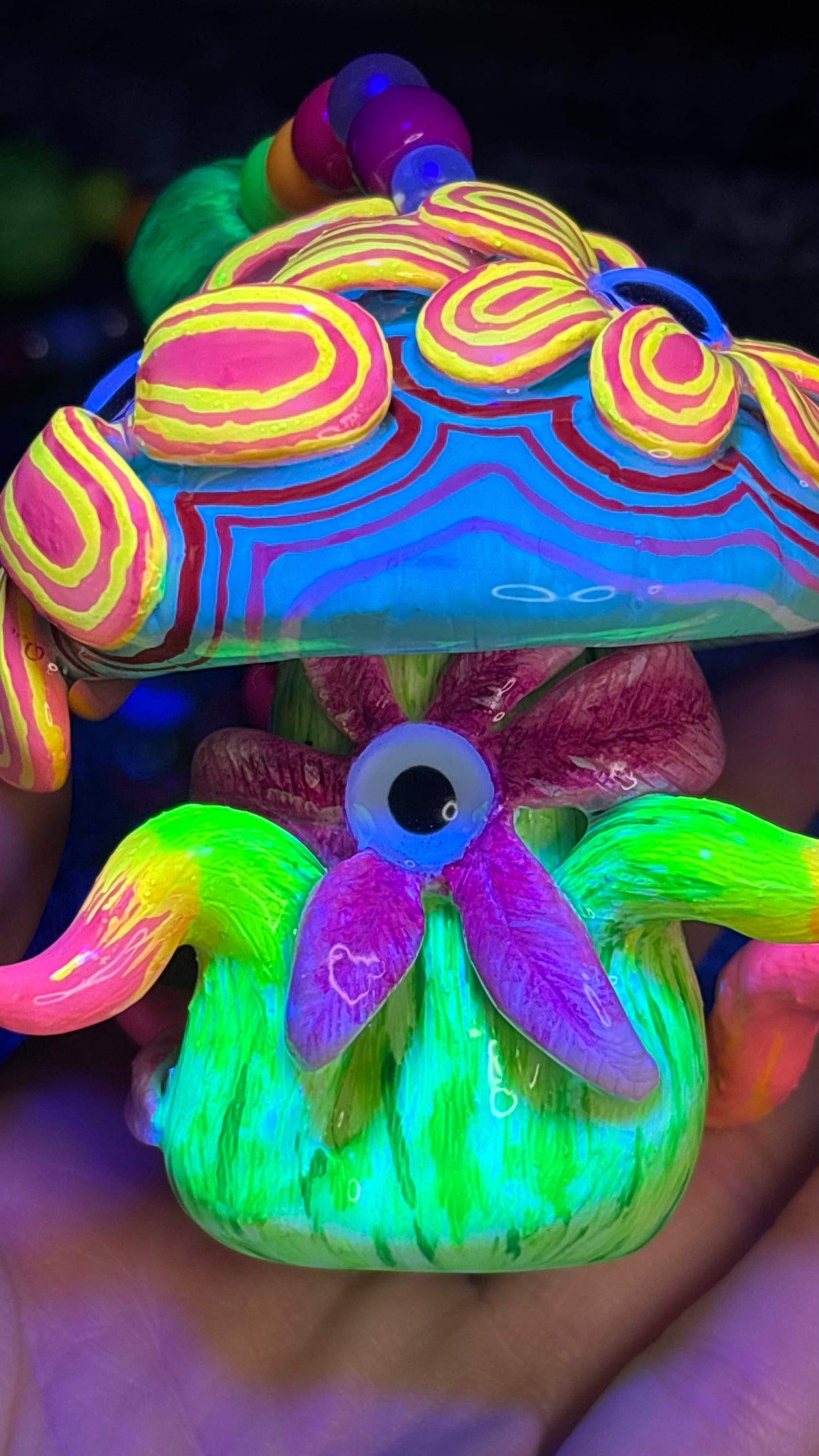 Flowers Of Power Shroomie Stash Jar Necklace (+Custom Clay Beads)