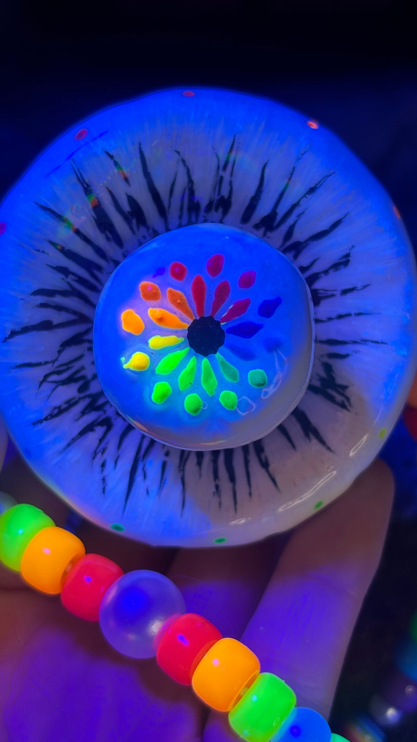 Striped Rainbow Mandala Shroomie Stash Jar Necklace